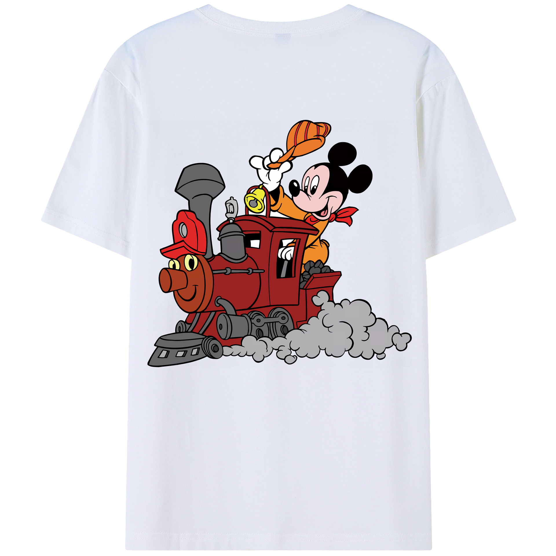 （画像用） ミッキーマウス Mickey Mouse 綿100％ メンズ半袖Tシャツ（バックプリント） 通気性