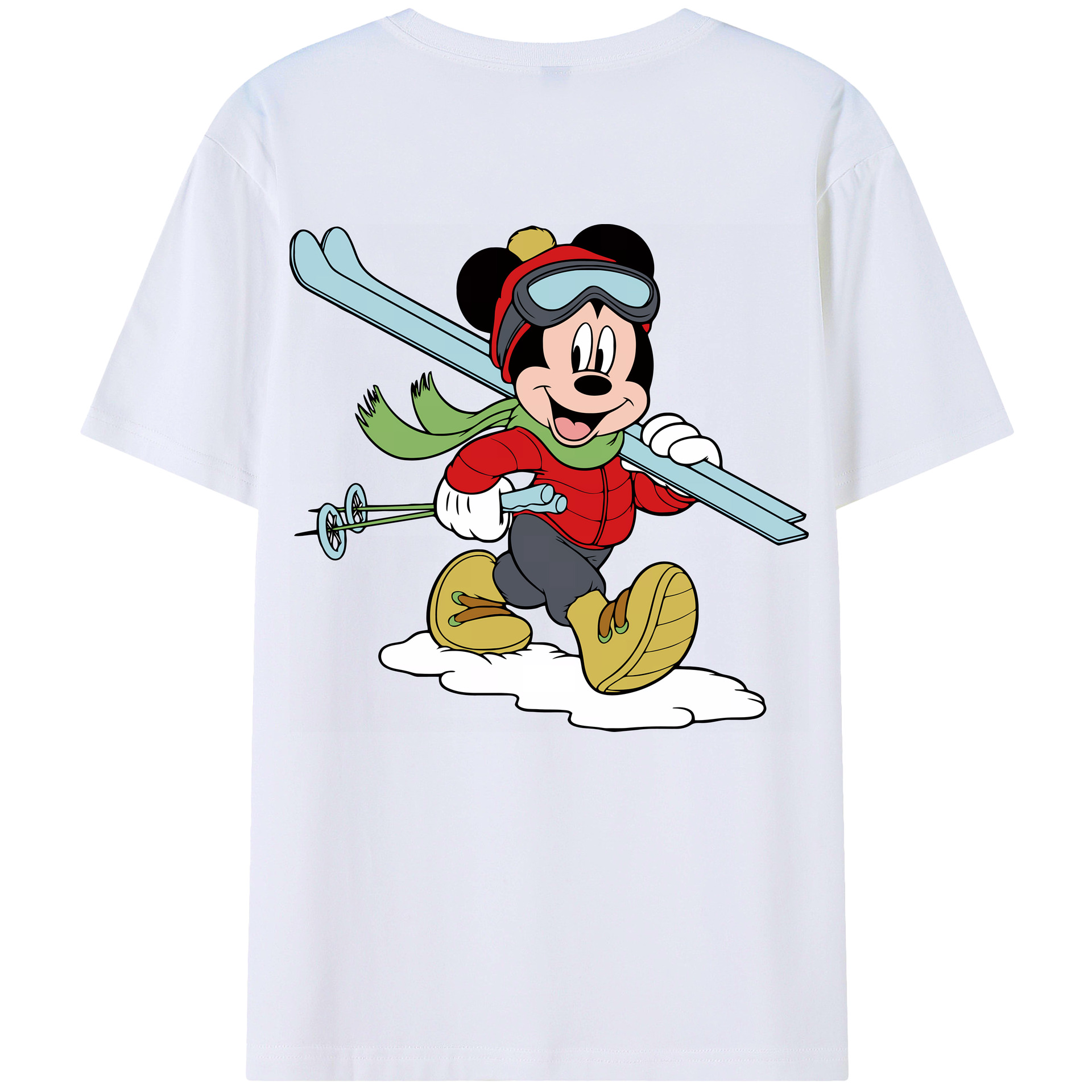 （画像用） ミッキーマウス Mickey Mouse 綿100％ メンズ半袖Tシャツ（バックプリント） 通気性