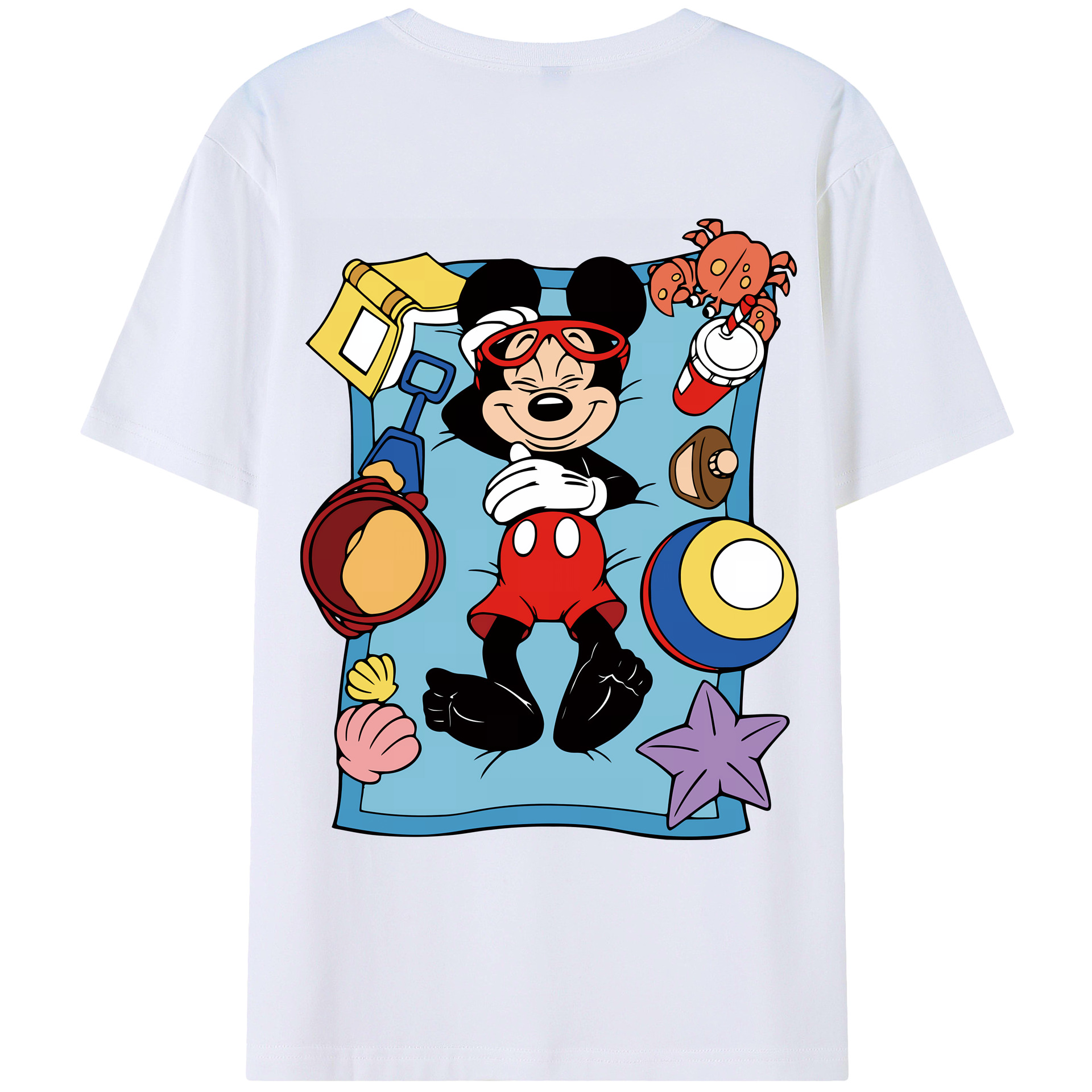 （画像用） ミッキーマウス Mickey Mouse 綿100％ メンズ半袖Tシャツ（バックプリント） 通気性