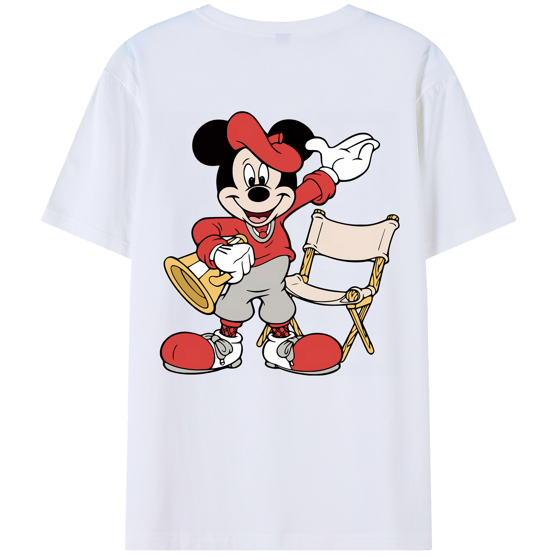 （画像用） ミッキーマウス Mickey Mouse 綿100％ メンズ半袖Tシャツ（バックプリント） 通気性
