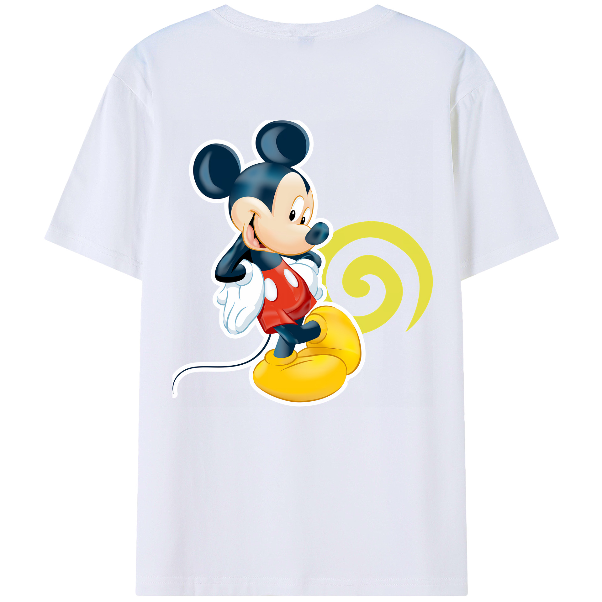 （画像用） ミッキーマウス Mickey Mouse 綿100％ メンズ半袖Tシャツ（バックプリント） 通気性