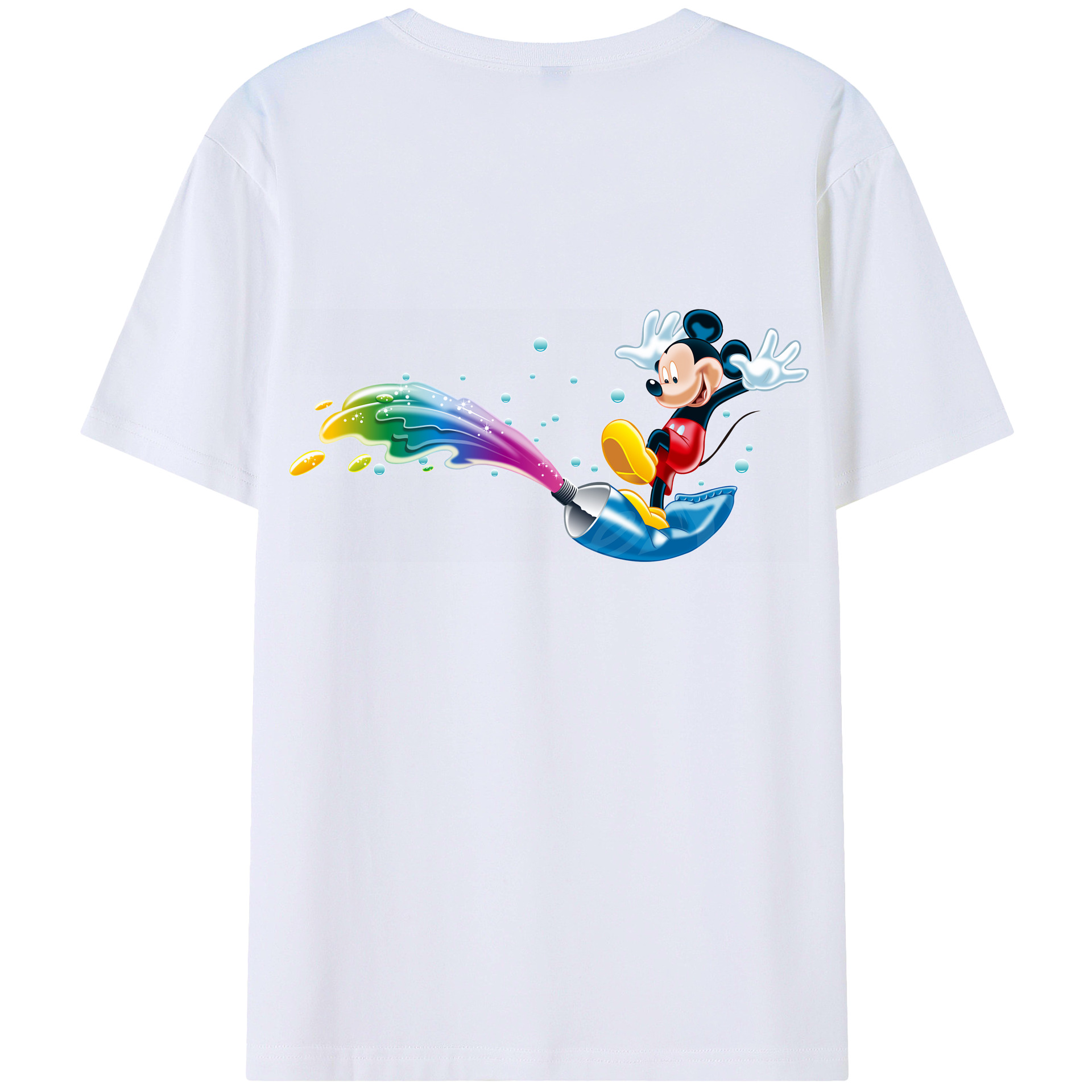 （画像用） ミッキーマウス Mickey Mouse 綿100％ メンズ半袖Tシャツ（バックプリント） 通気性