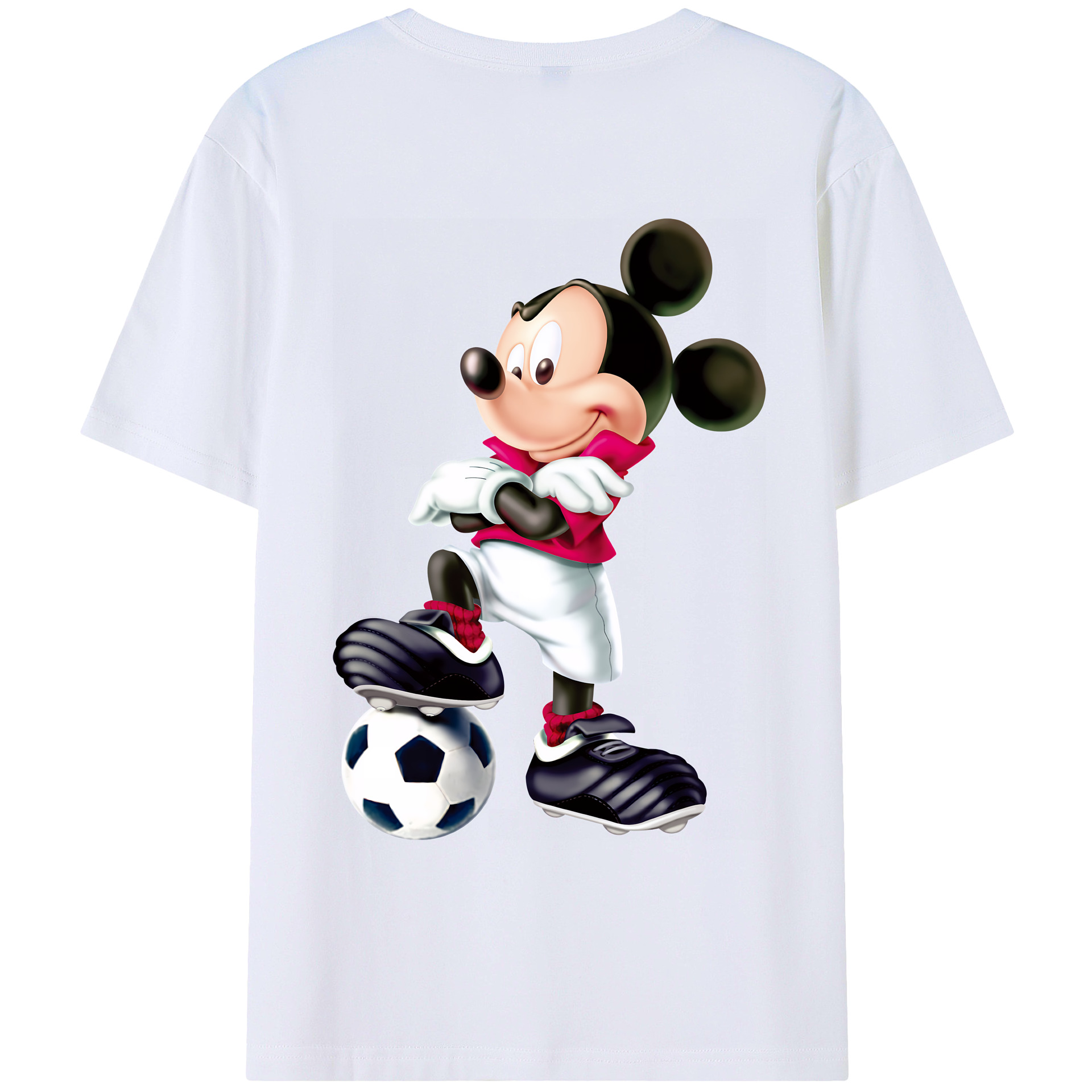 （画像用） ミッキーマウス Mickey Mouse 綿100％ メンズ半袖Tシャツ（バックプリント） 通気性