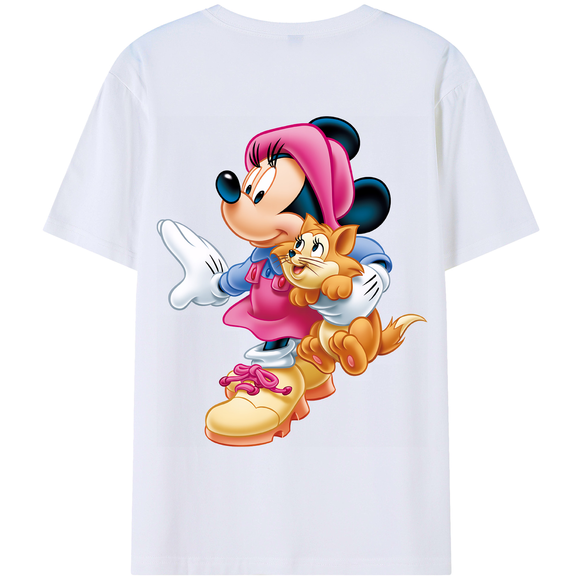 （画像用） ミッキーマウス Mickey Mouse 綿100％ メンズ半袖Tシャツ（バックプリント） 通気性