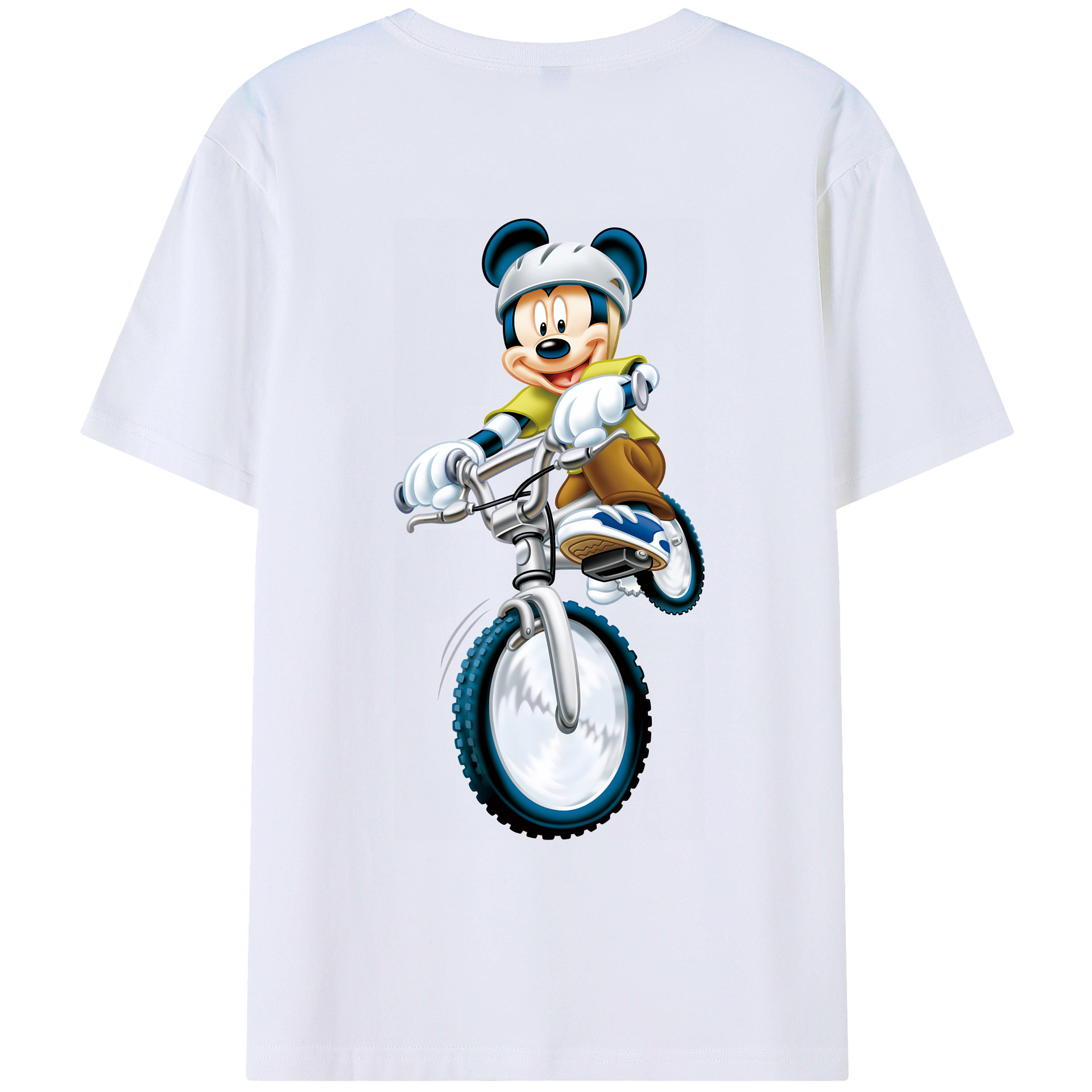 （画像用） ミッキーマウス Mickey Mouse 綿100％ メンズ半袖Tシャツ（バックプリント） 通気性