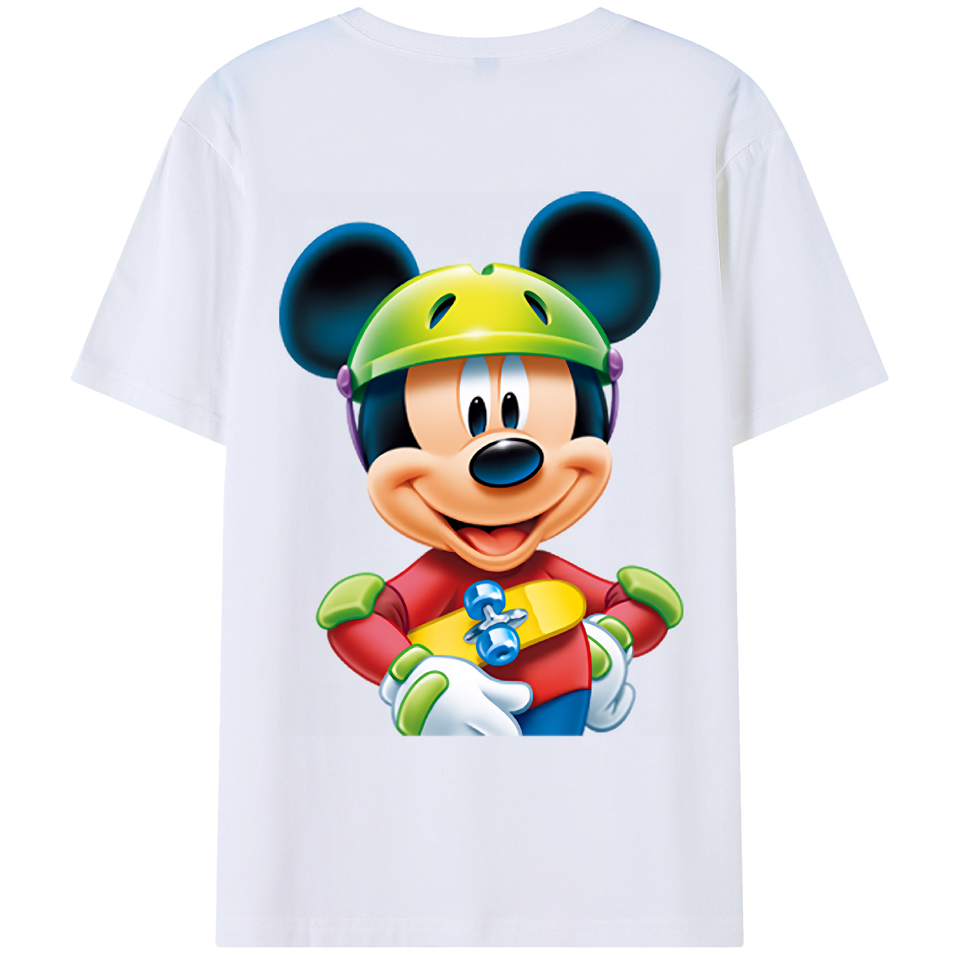 （画像用） ミッキーマウス Mickey Mouse 綿100％ メンズ半袖Tシャツ（バックプリント） 通気性