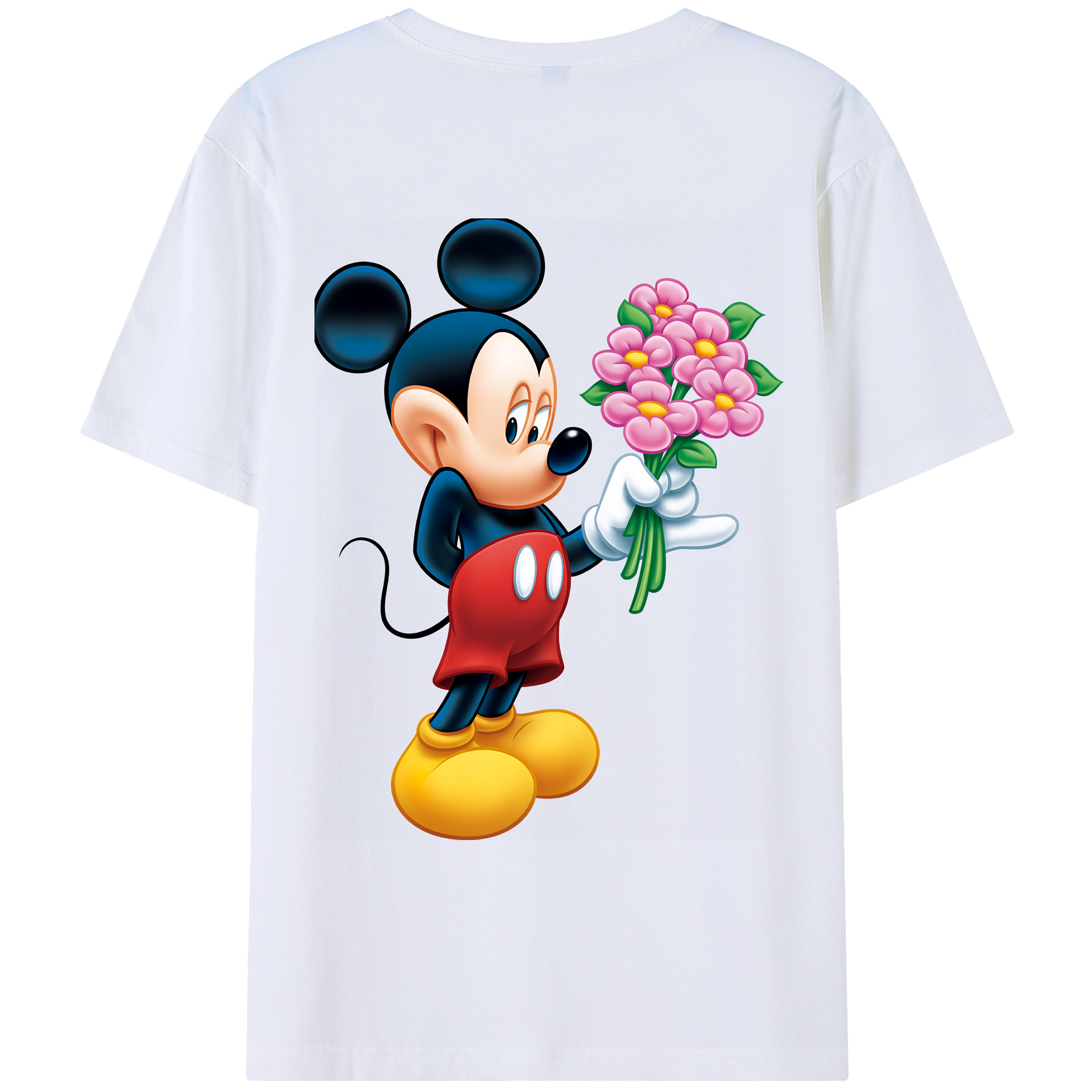 （画像用） ミッキーマウス Mickey Mouse 綿100％ メンズ半袖Tシャツ（バックプリント） 通気性