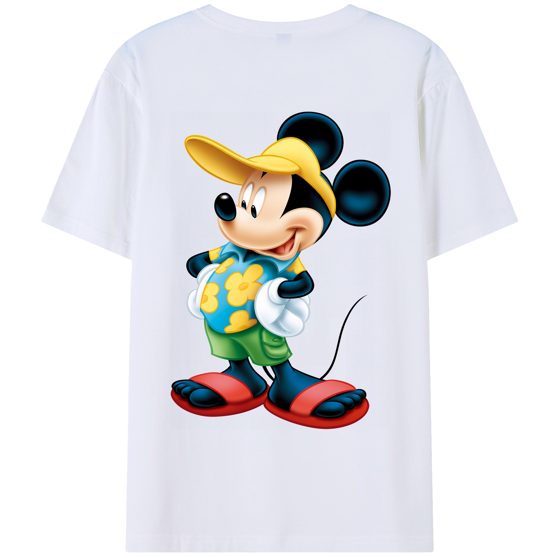 （画像用） ミッキーマウス Mickey Mouse 綿100％ メンズ半袖Tシャツ（バックプリント） 通気性