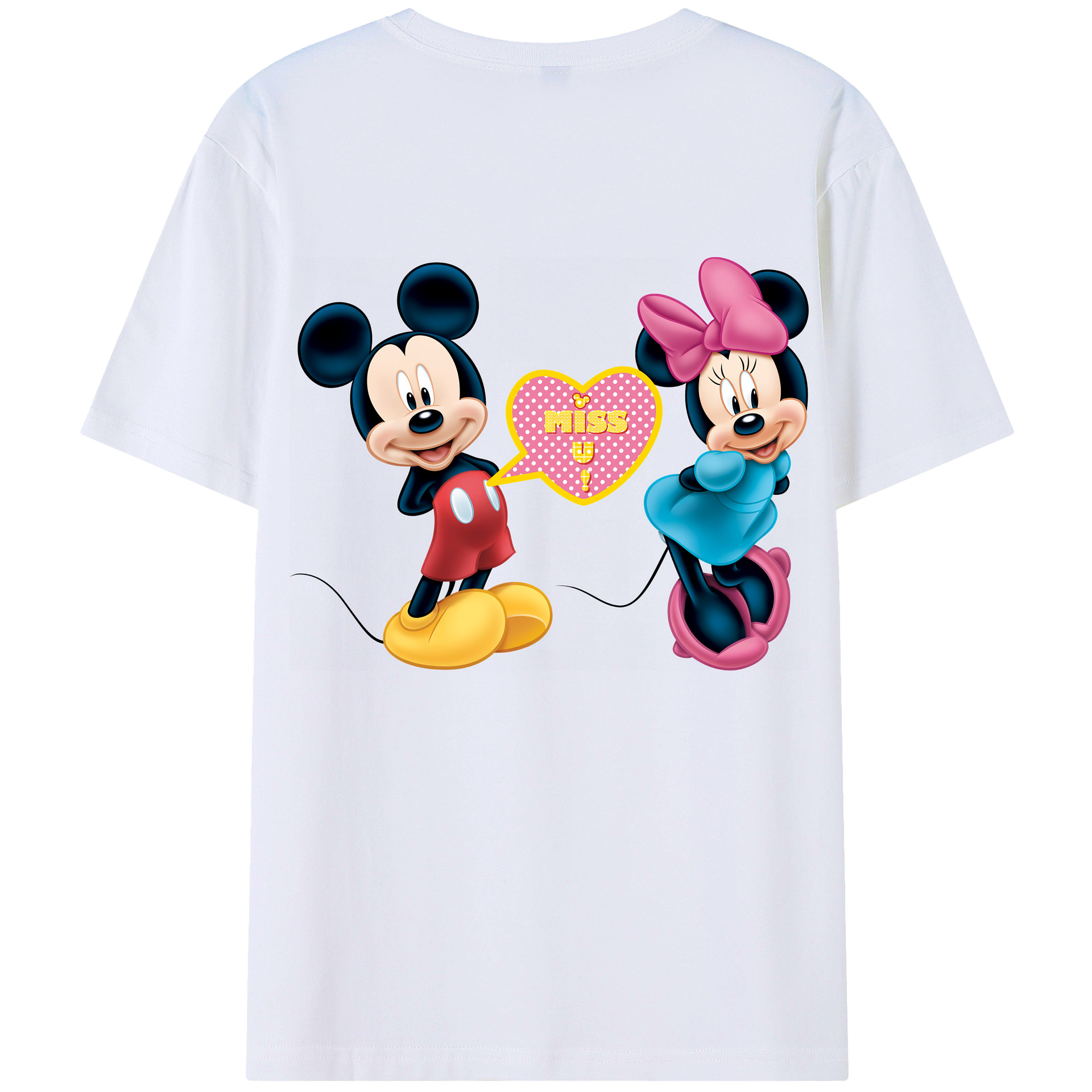 （画像用） ミッキーマウス Mickey Mouse 綿100％ メンズ半袖Tシャツ（バックプリント） 通気性