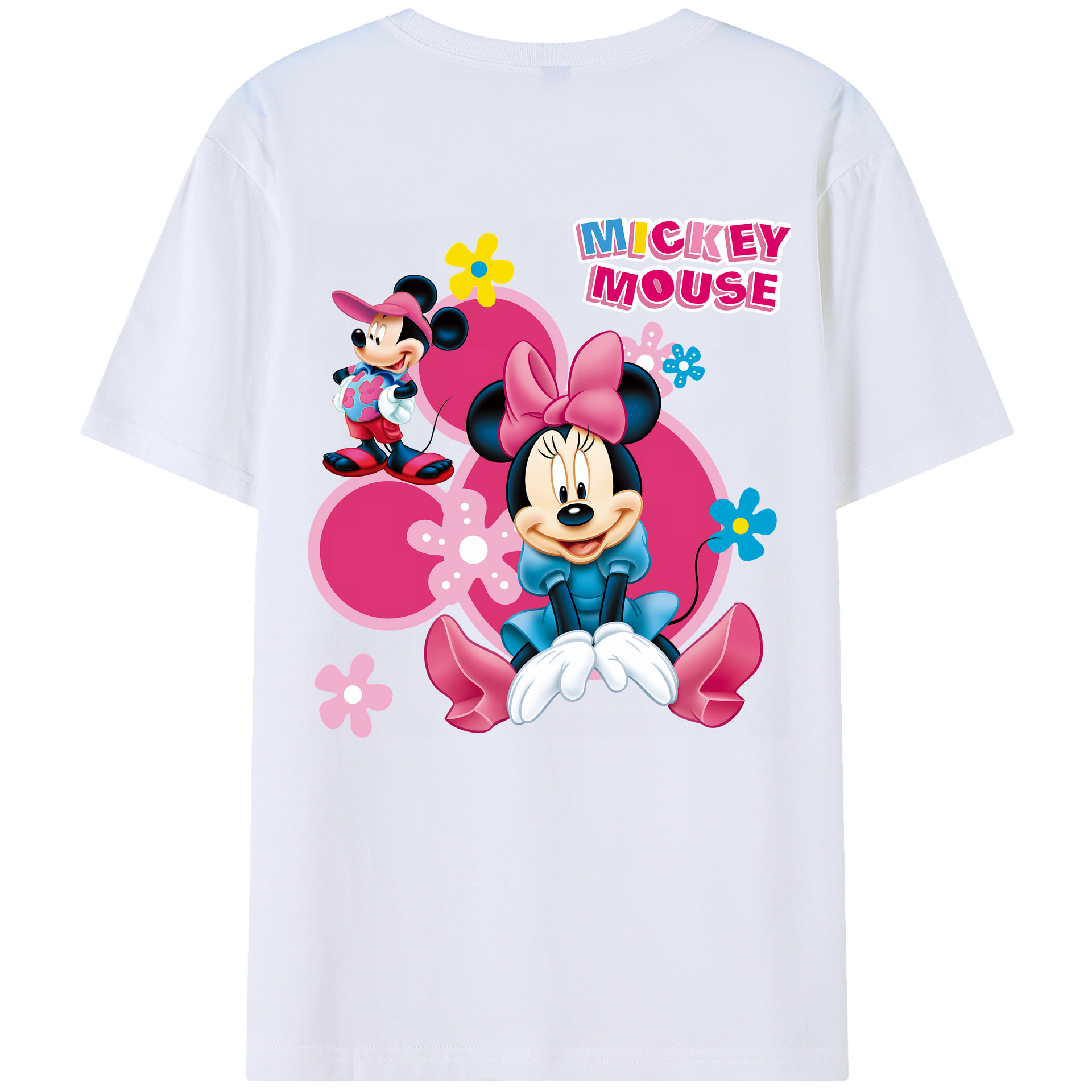 （画像用） ミッキーマウス Mickey Mouse 綿100％ メンズ半袖Tシャツ（バックプリント） 通気性