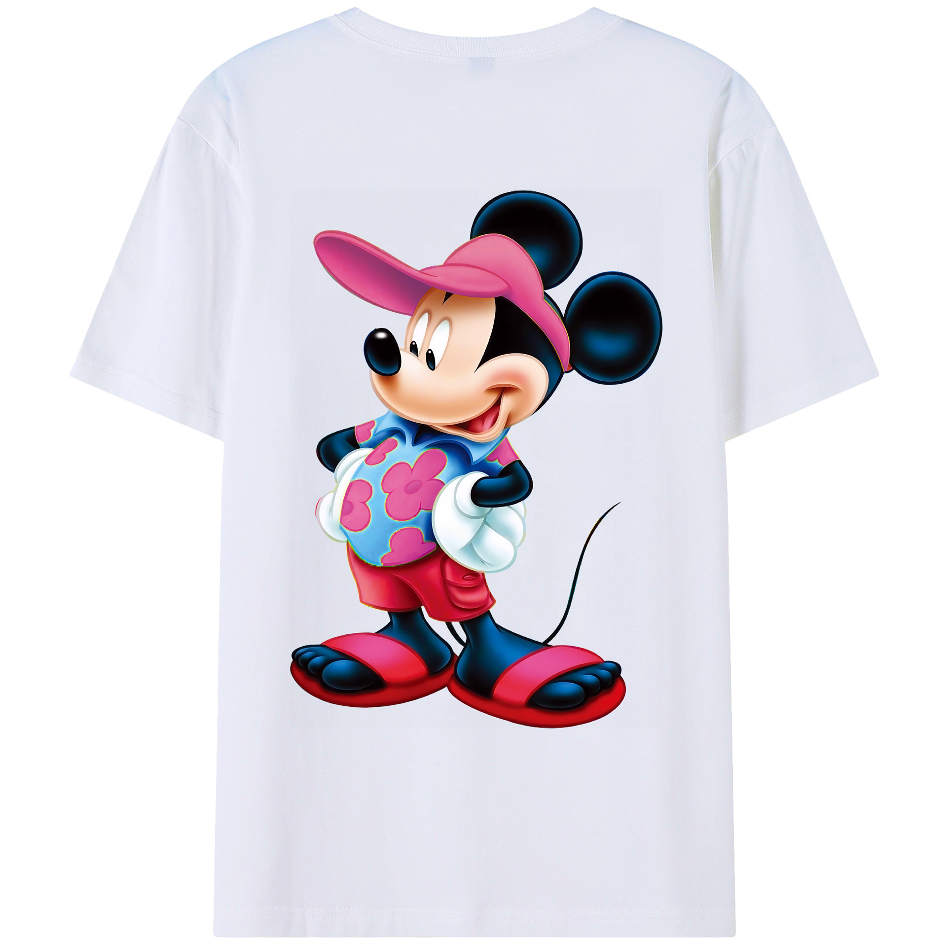 （画像用） ミッキーマウス Mickey Mouse 綿100％ メンズ半袖Tシャツ（バックプリント） 通気性