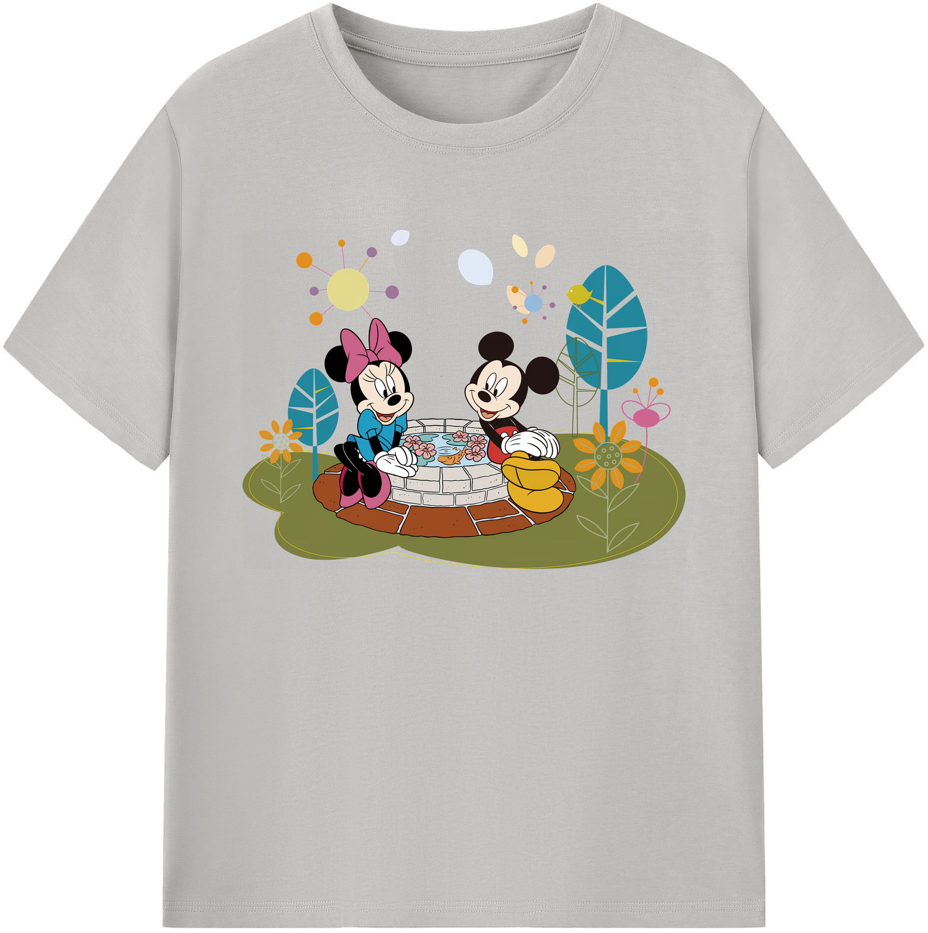 ミッキーマウス Mickey Mouse 綿100％ メンズ半袖Tシャツ｜肌触りやわらか＆通気性