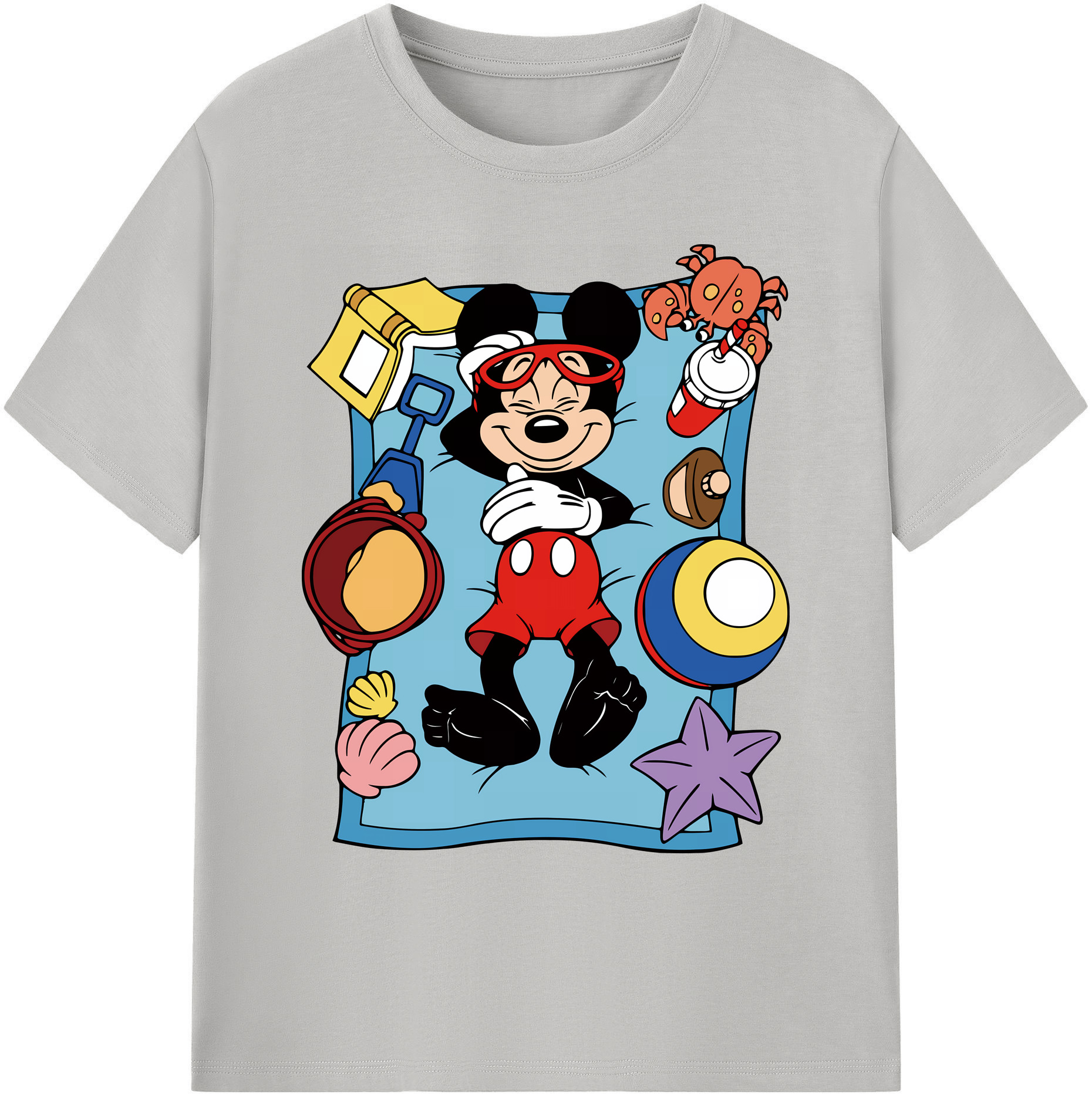 ミッキーマウス Mickey Mouse 綿100％ メンズ半袖Tシャツ｜肌触りやわらか＆通気性