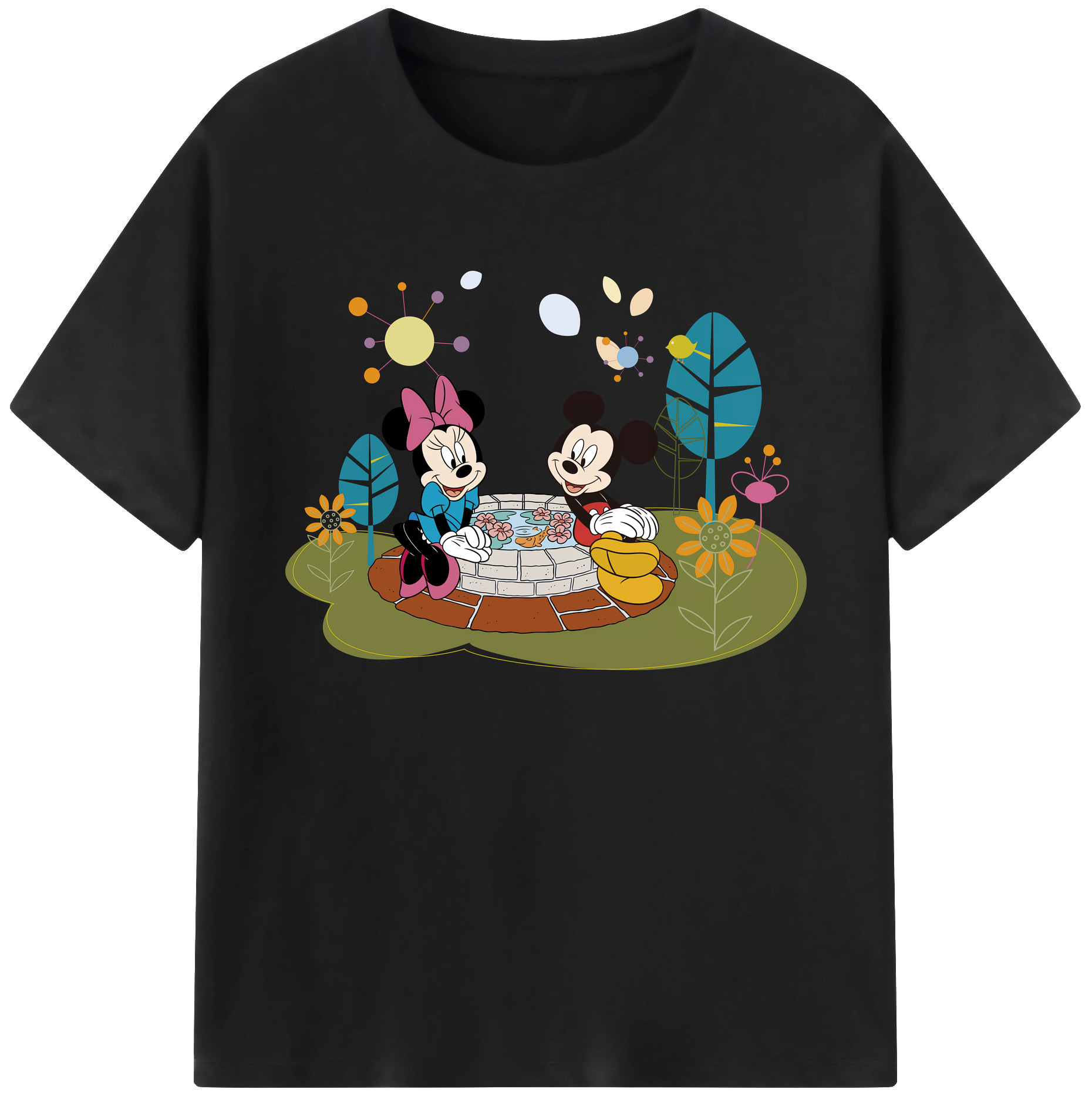 ミッキーマウス Mickey Mouse 綿100％ メンズ半袖Tシャツ｜肌触りやわらか＆通気性