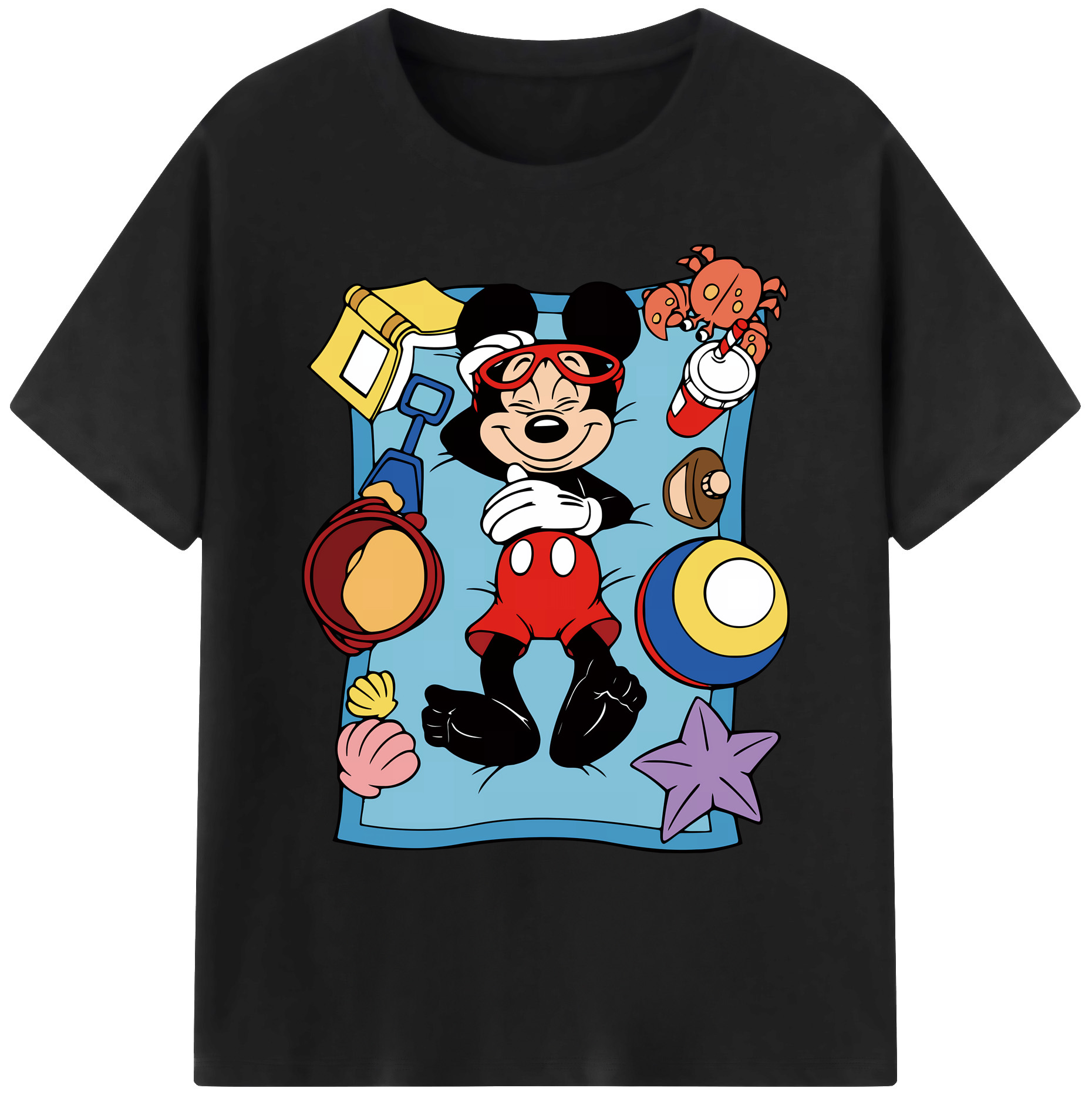 ミッキーマウス Mickey Mouse 綿100％ メンズ半袖Tシャツ｜肌触りやわらか＆通気性