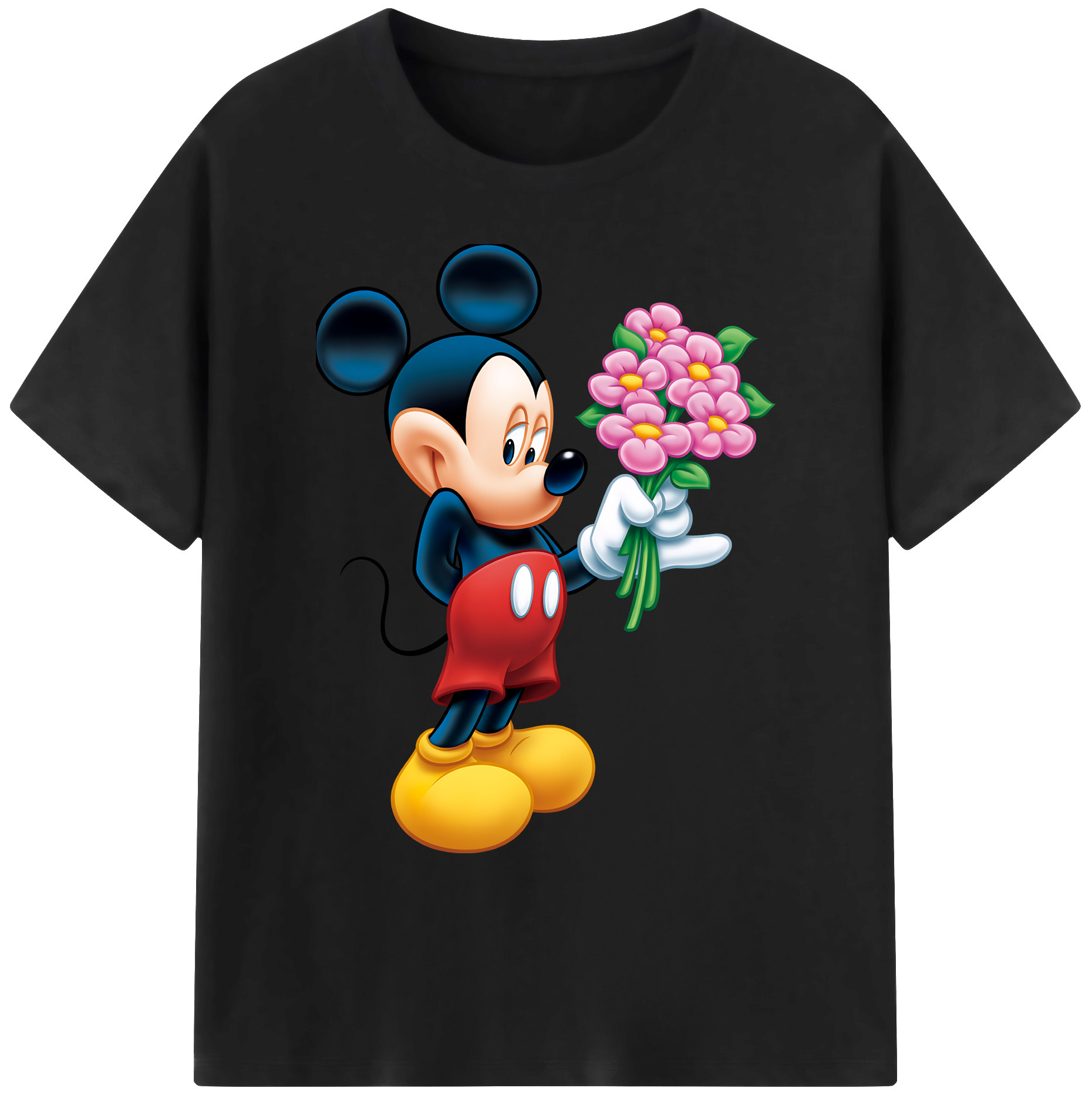ミッキーマウス Mickey Mouse 綿100％ メンズ半袖Tシャツ｜肌触りやわらか＆通気性
