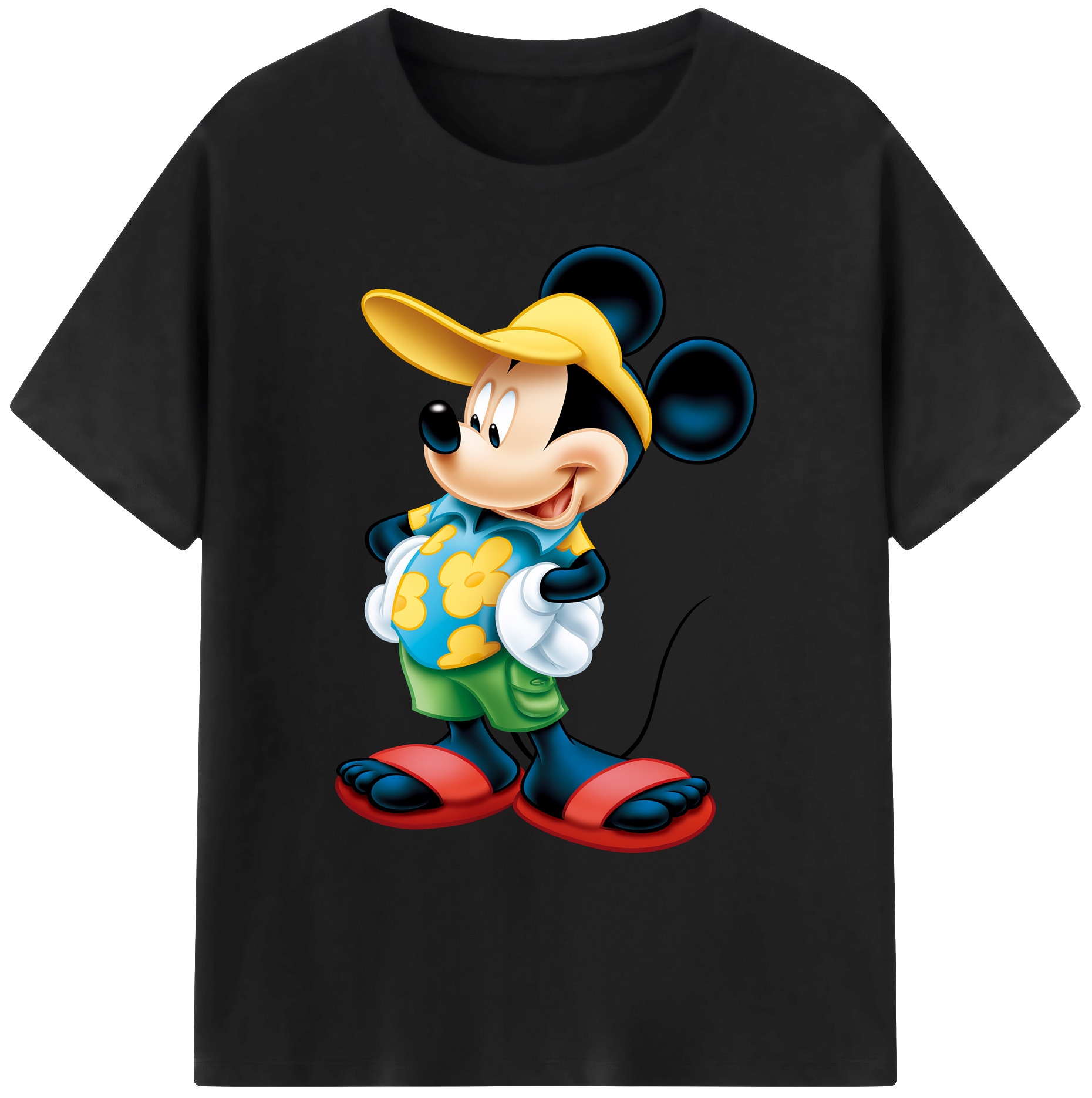 ミッキーマウス Mickey Mouse 綿100％ メンズ半袖Tシャツ｜肌触りやわらか＆通気性