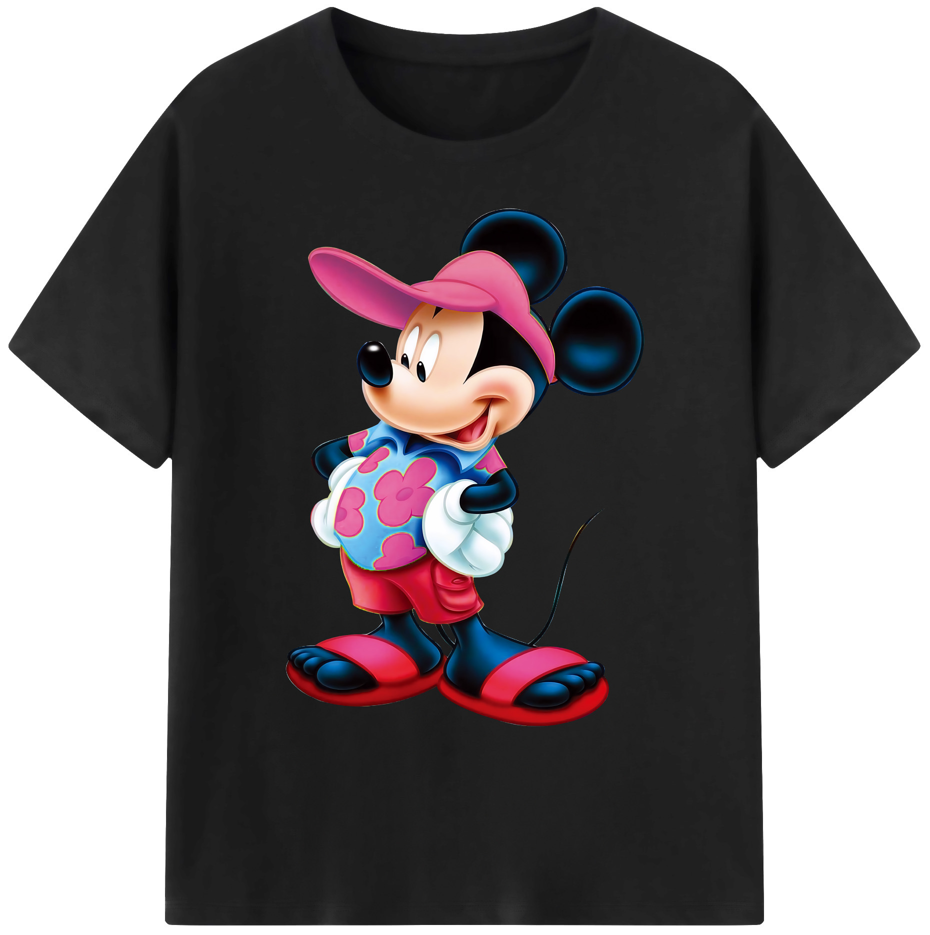 ミッキーマウス Mickey Mouse 綿100％ メンズ半袖Tシャツ｜肌触りやわらか＆通気性