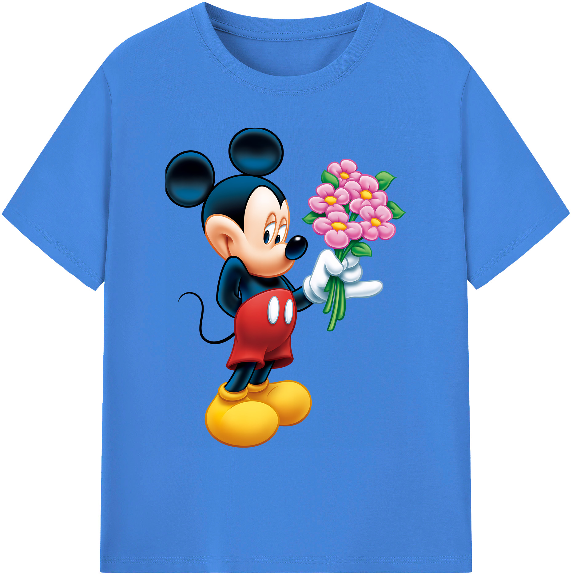 ミッキーマウス Mickey Mouse 綿100％ メンズ半袖Tシャツ｜肌触りやわらか＆通気性