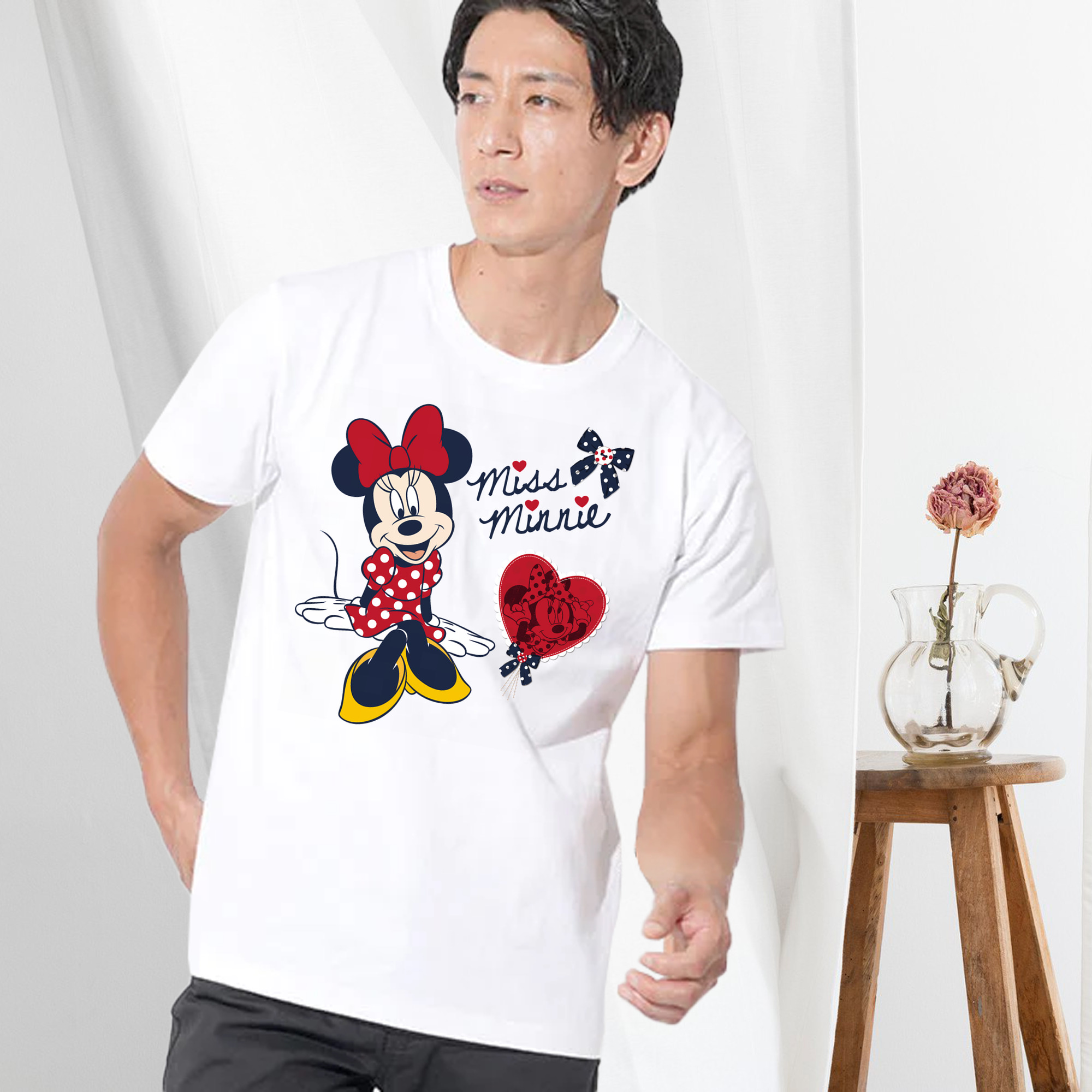 ミッキーマウス Mickey Mouse 綿100％ メンズ半袖Tシャツ｜肌触りやわらか＆通気性