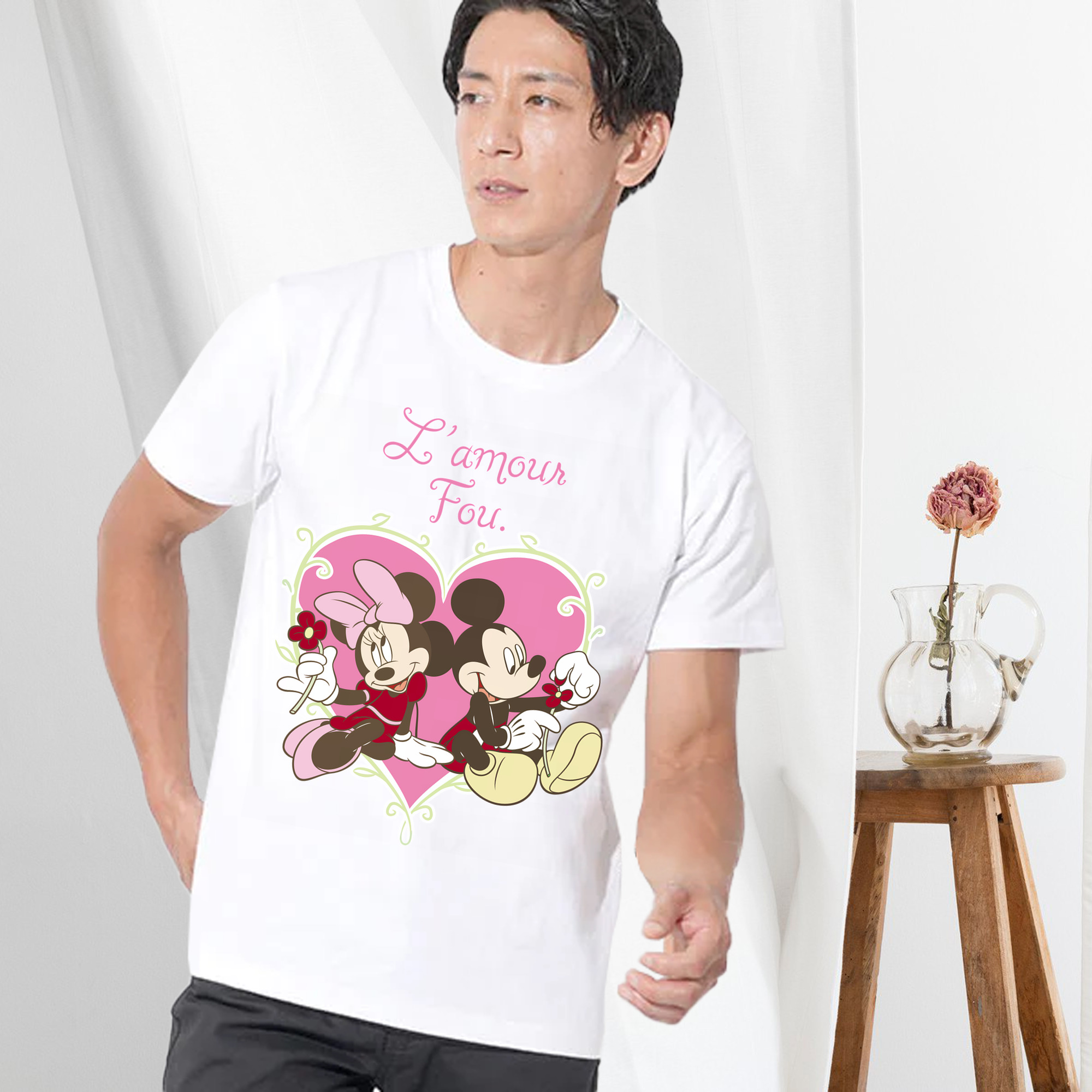 ミッキーマウス Mickey Mouse 綿100％ メンズ半袖Tシャツ｜肌触りやわらか＆通気性