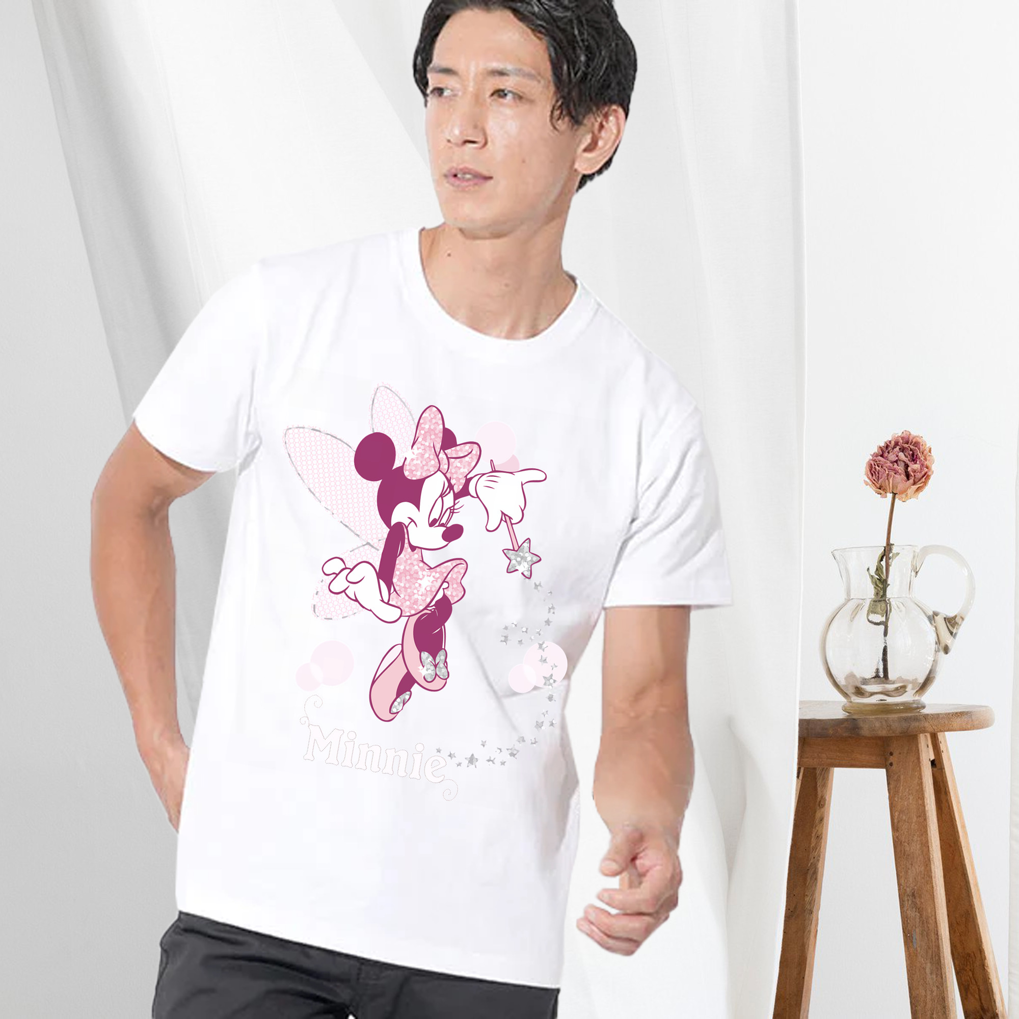 ミッキーマウス Mickey Mouse 綿100％ メンズ半袖Tシャツ｜肌触りやわらか＆通気性