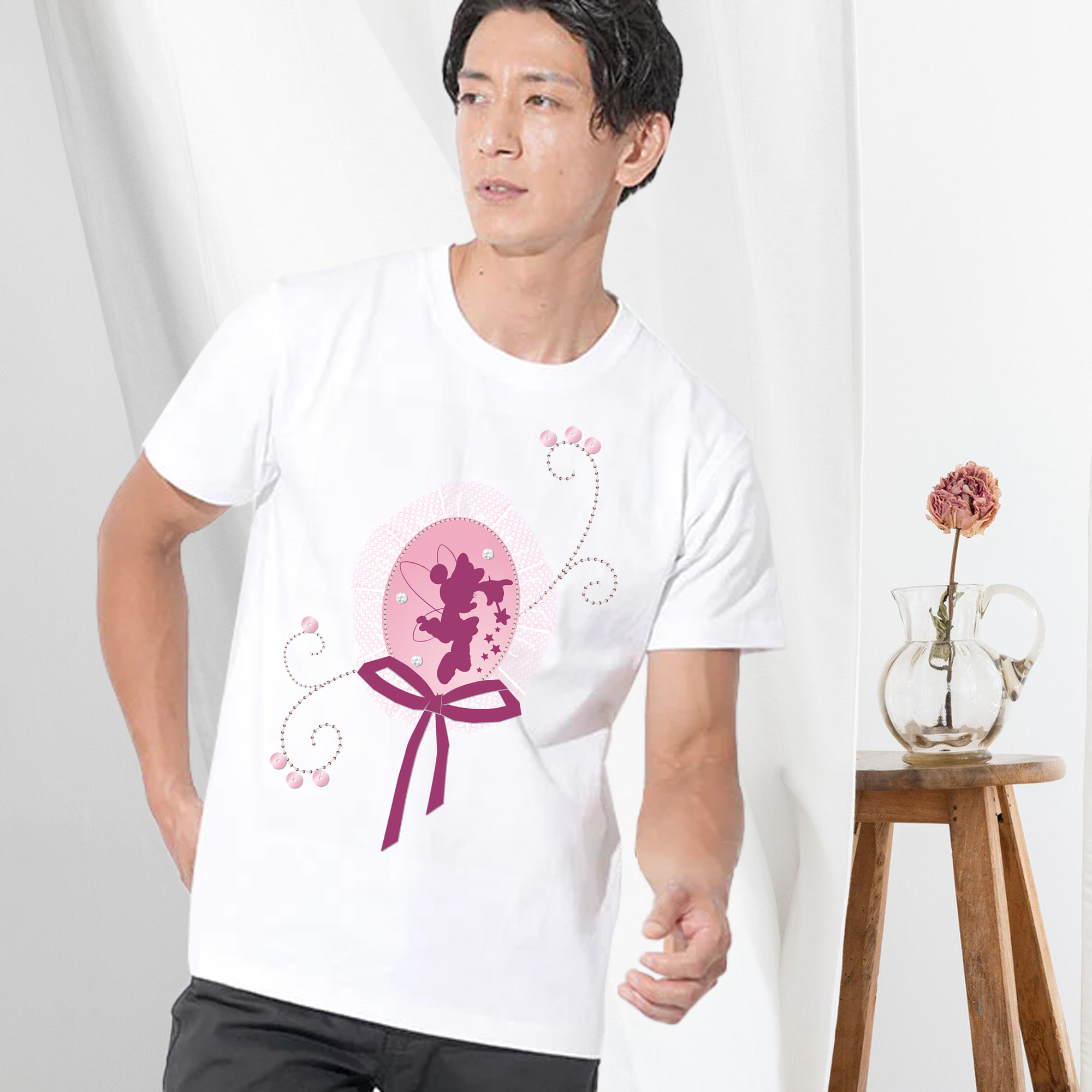 ミッキーマウス Mickey Mouse 綿100％ メンズ半袖Tシャツ｜肌触りやわらか＆通気性