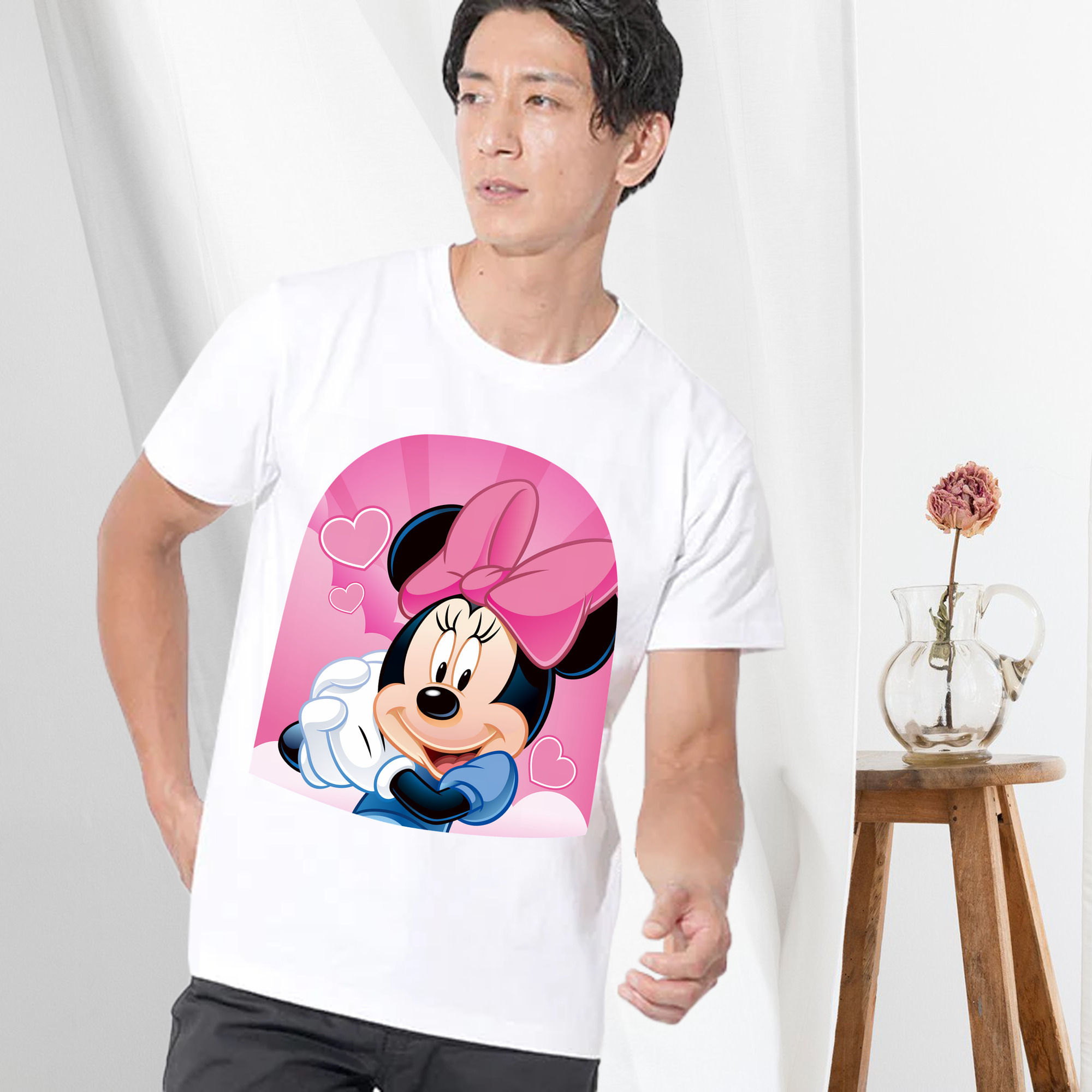 ミッキーマウス Mickey Mouse 綿100％ メンズ半袖Tシャツ｜肌触りやわらか＆通気性
