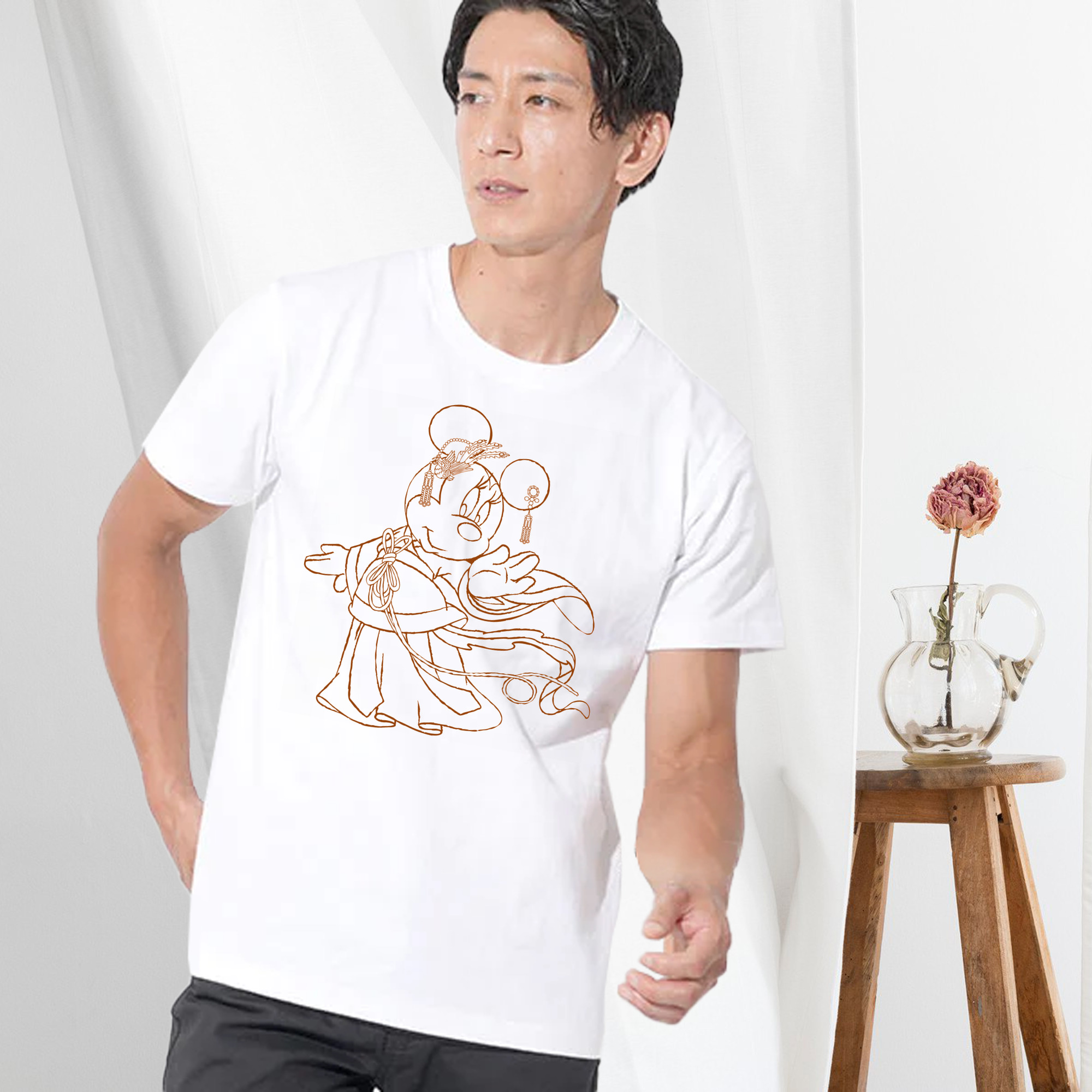 ミッキーマウス Mickey Mouse 綿100％ メンズ半袖Tシャツ｜肌触りやわらか＆通気性