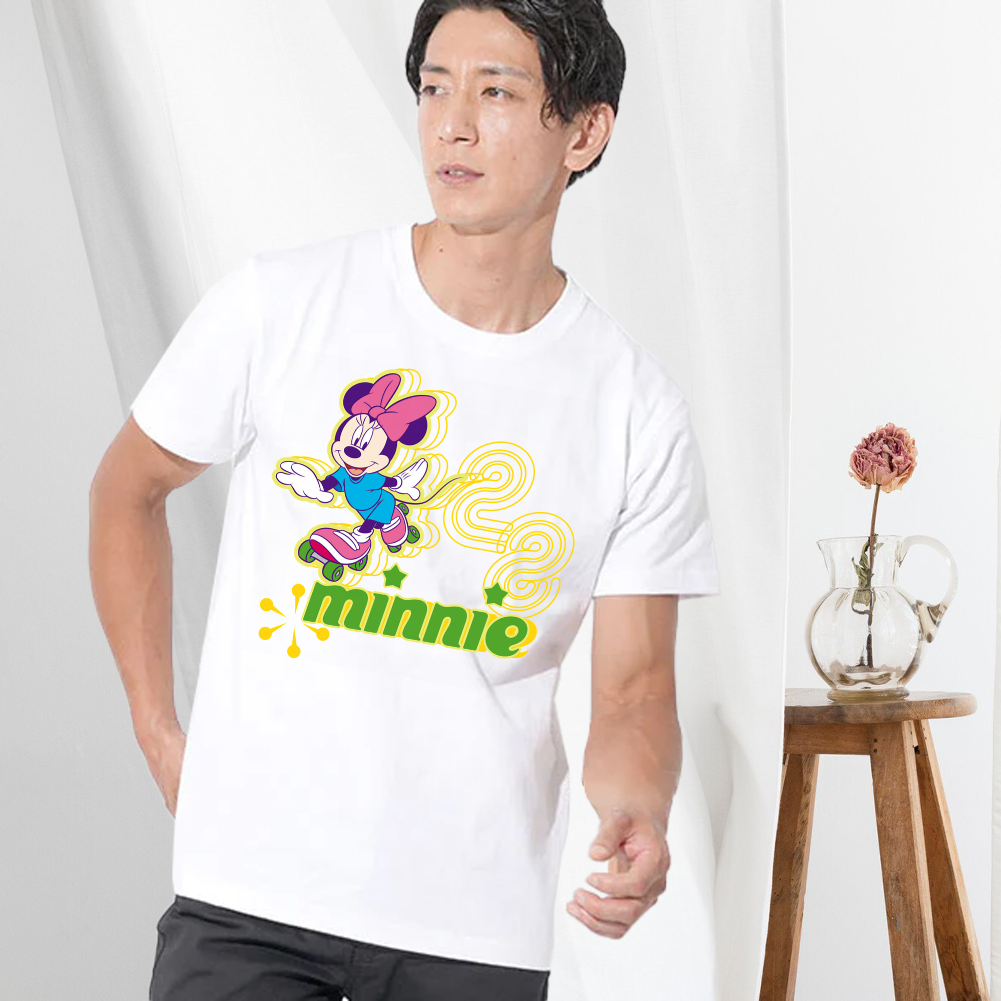ミッキーマウス Mickey Mouse 綿100％ メンズ半袖Tシャツ｜肌触りやわらか＆通気性
