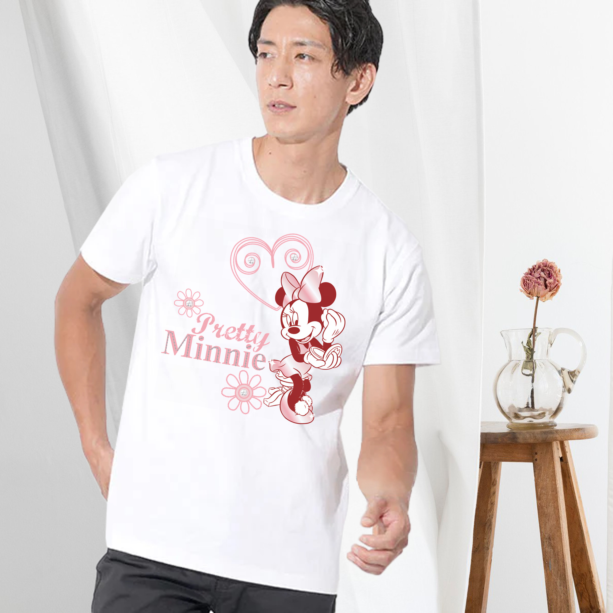 ミッキーマウス Mickey Mouse 綿100％ メンズ半袖Tシャツ｜肌触りやわらか＆通気性