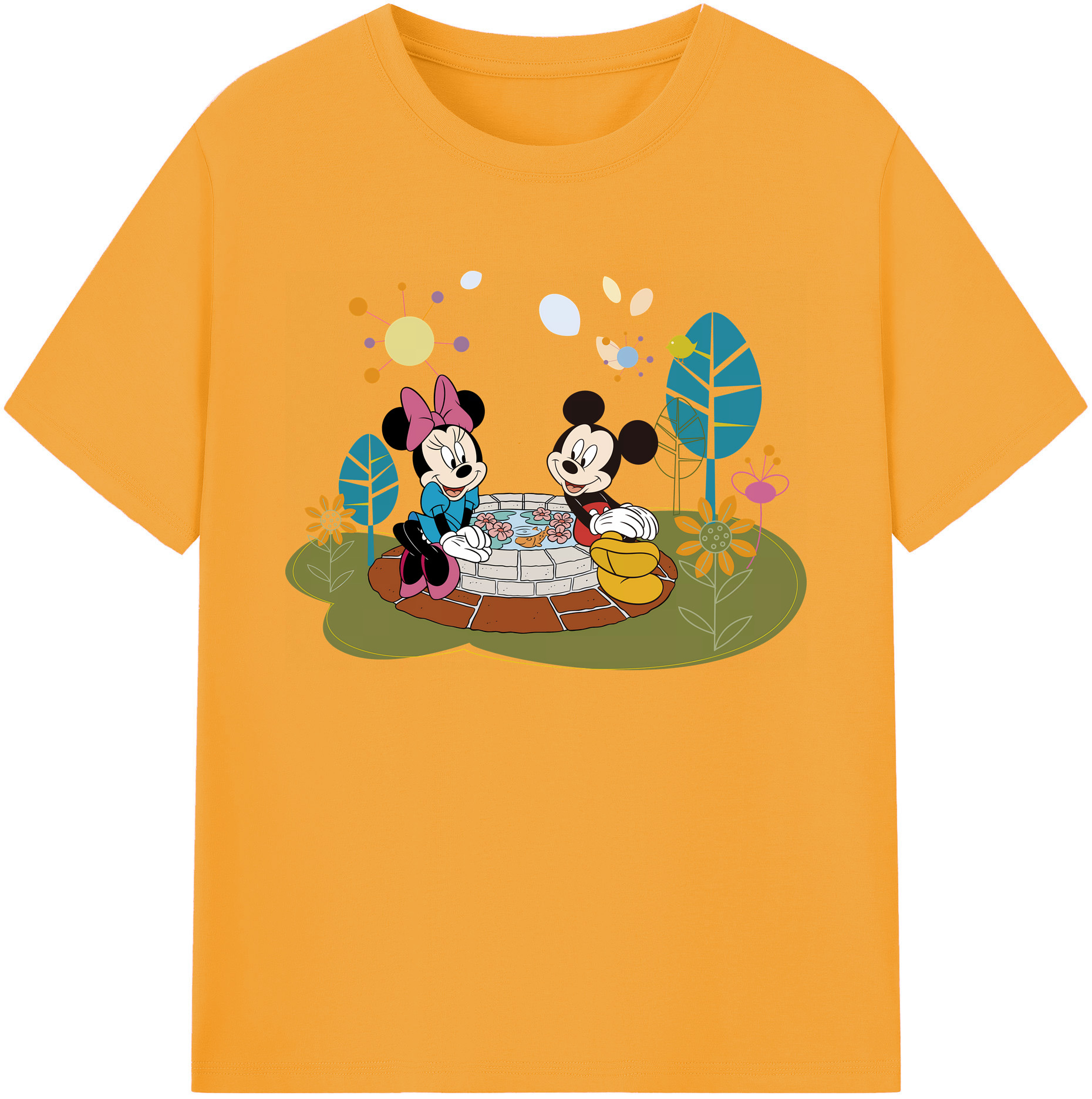 ミッキーマウス Mickey Mouse 綿100％ メンズ半袖Tシャツ｜肌触りやわらか＆通気性