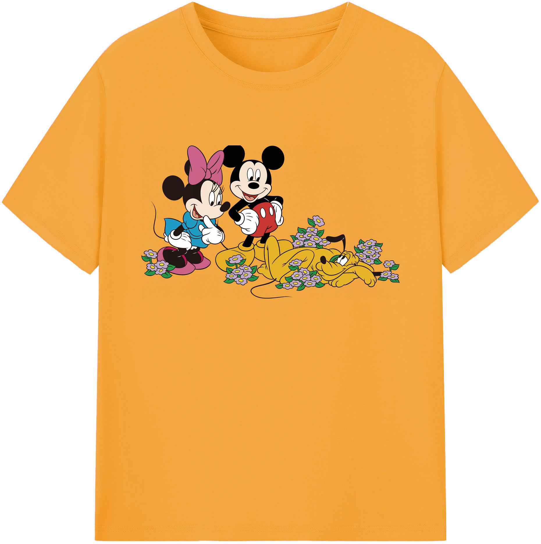 ミッキーマウス Mickey Mouse 綿100％ メンズ半袖Tシャツ｜肌触りやわらか＆通気性
