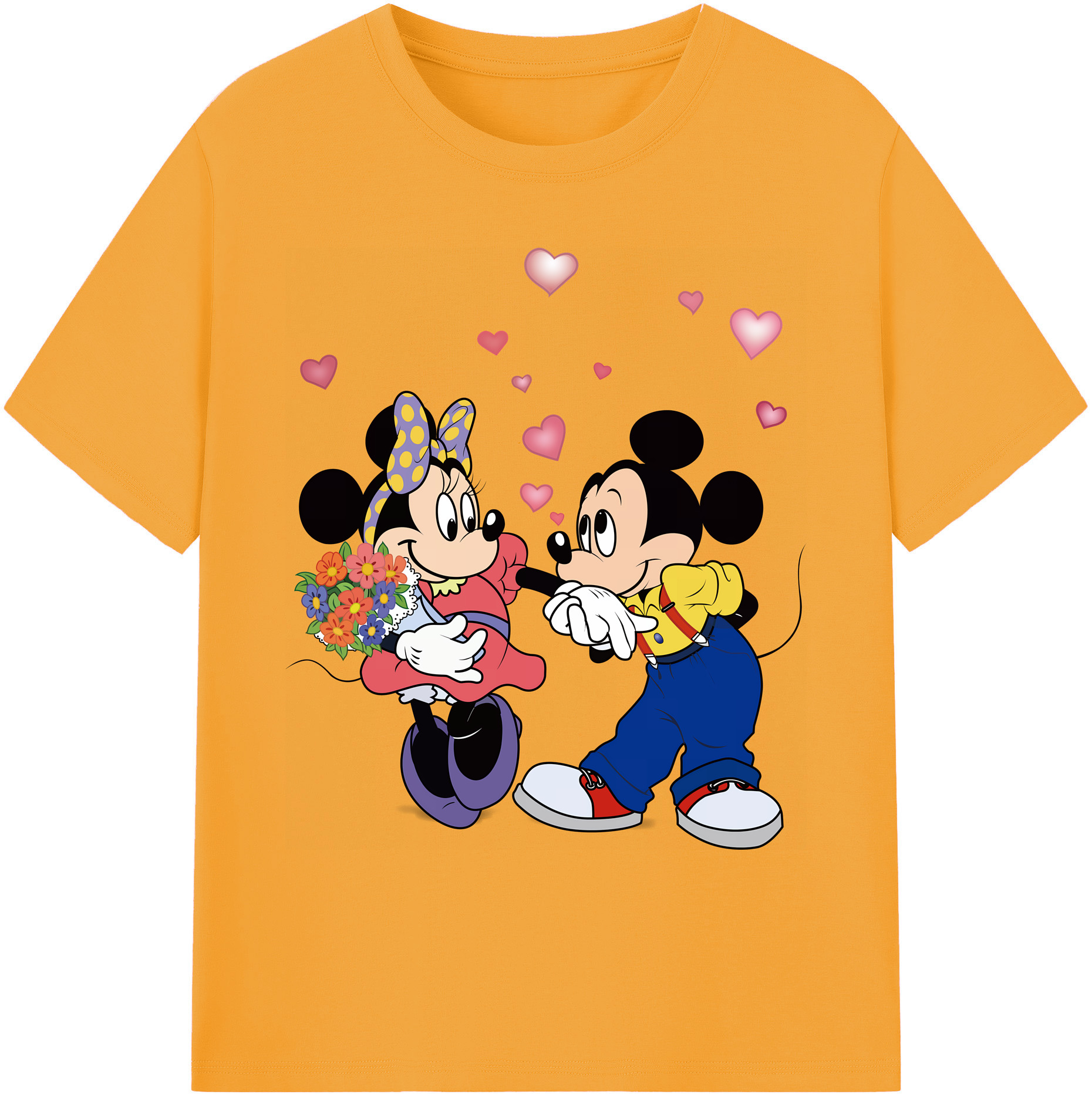 ミッキーマウス Mickey Mouse 綿100％ メンズ半袖Tシャツ｜肌触りやわらか＆通気性