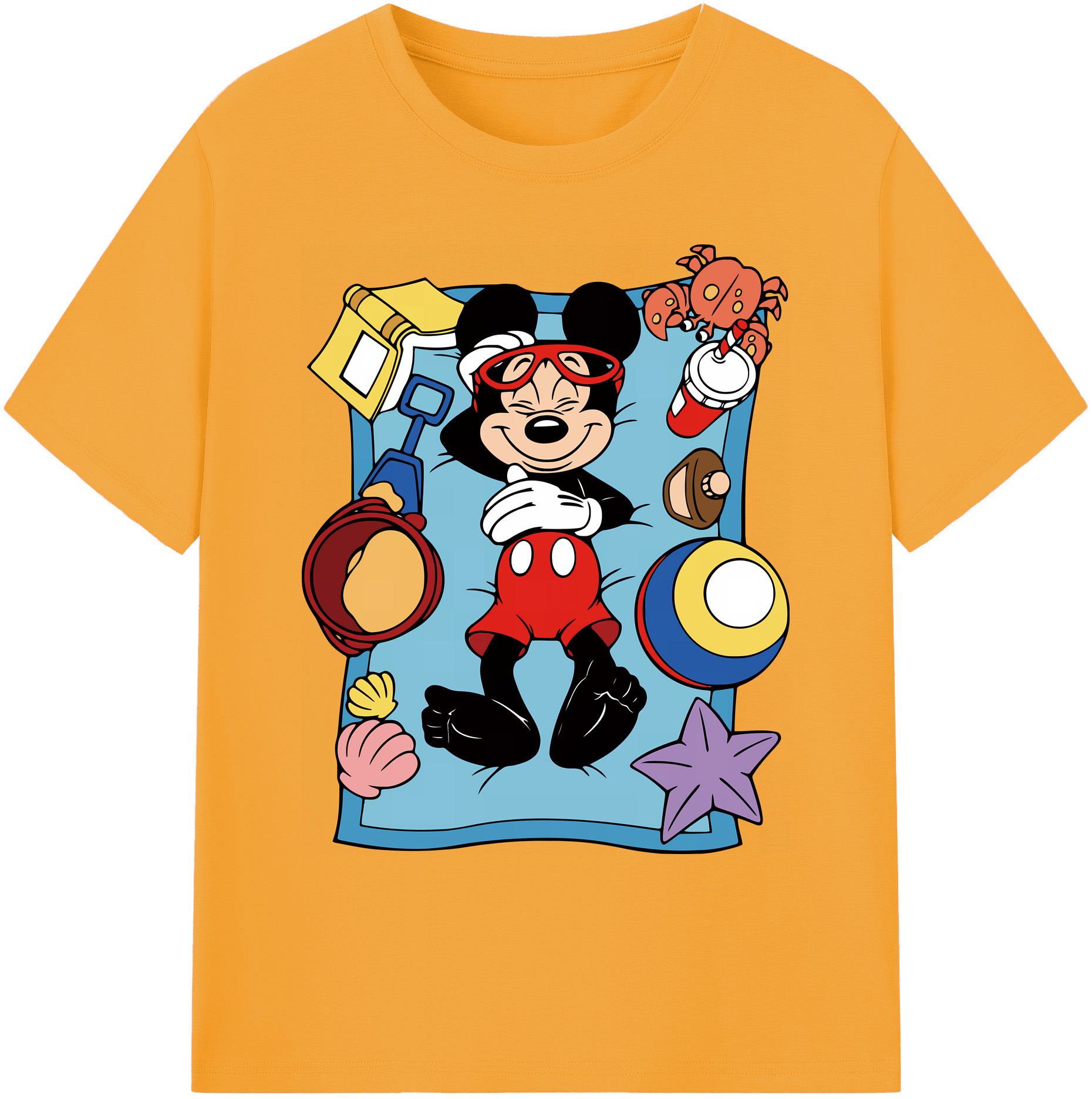 ミッキーマウス Mickey Mouse 綿100％ メンズ半袖Tシャツ｜肌触りやわらか＆通気性