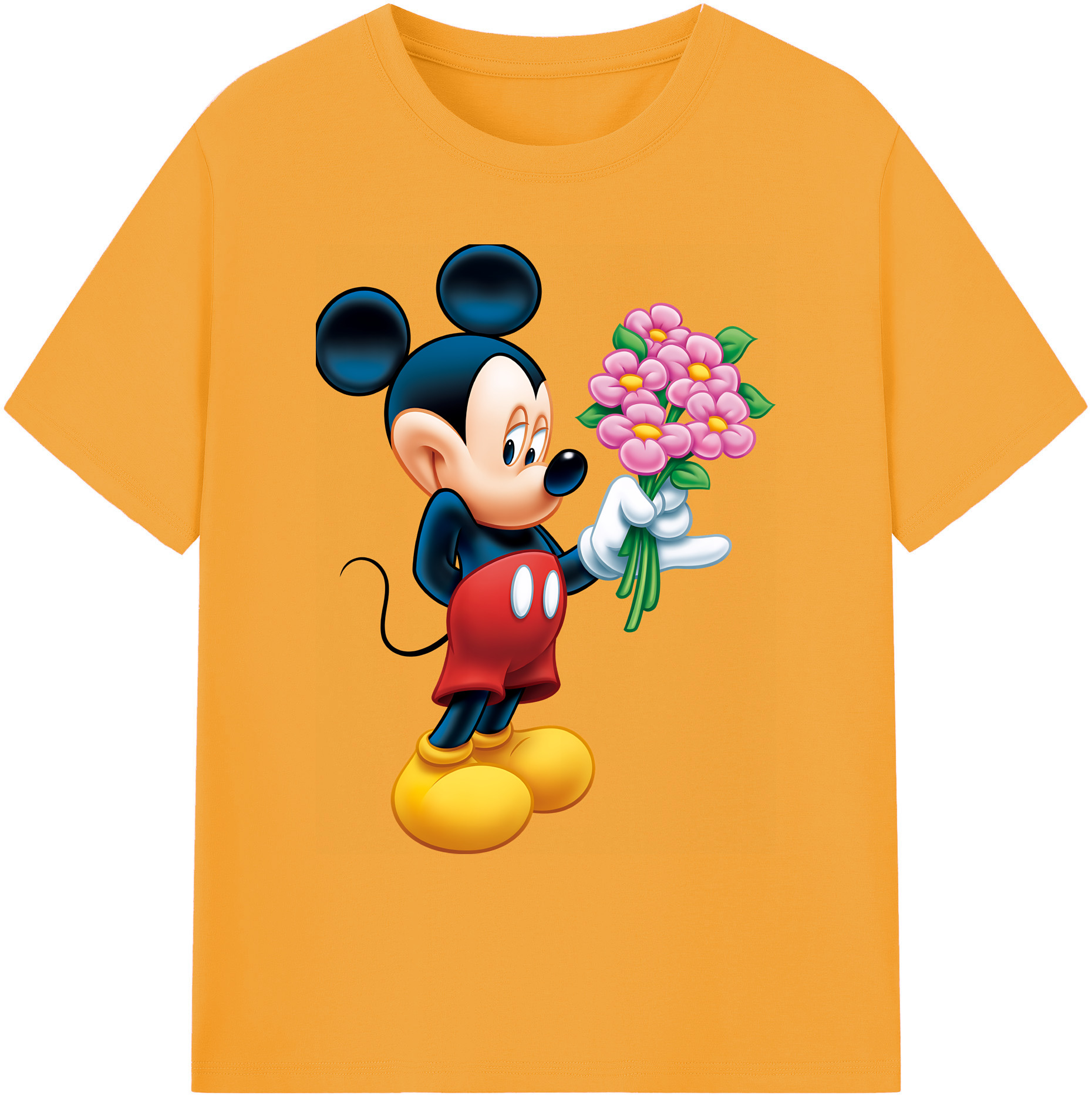 ミッキーマウス Mickey Mouse 綿100％ メンズ半袖Tシャツ｜肌触りやわらか＆通気性