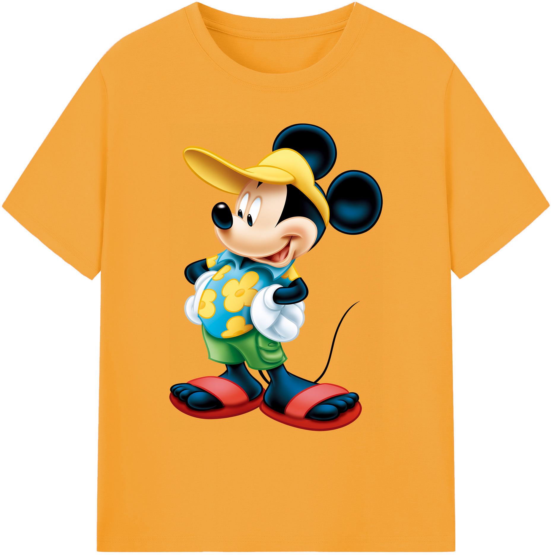 ミッキーマウス Mickey Mouse 綿100％ メンズ半袖Tシャツ｜肌触りやわらか＆通気性