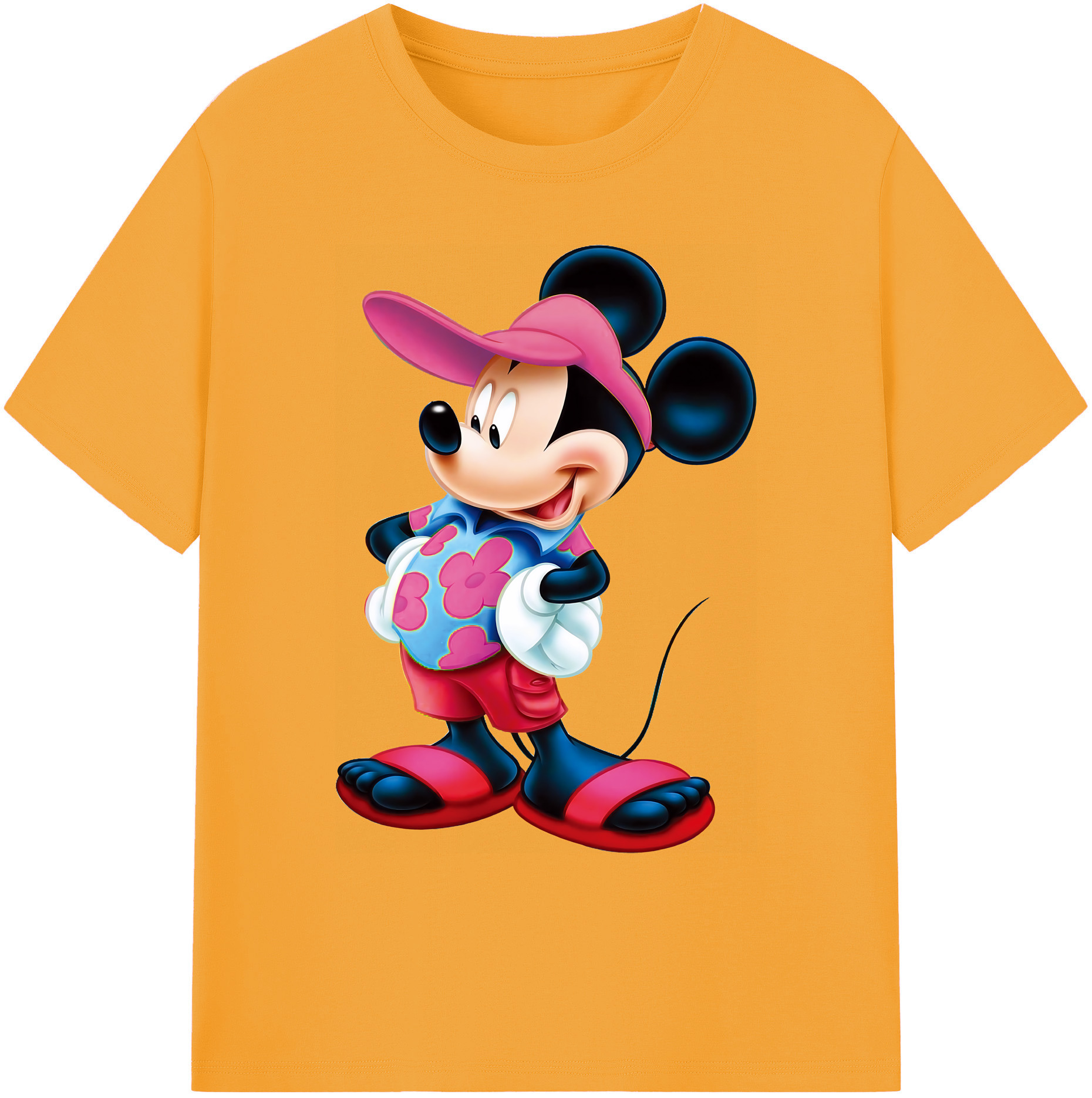 ミッキーマウス Mickey Mouse 綿100％ メンズ半袖Tシャツ｜肌触りやわらか＆通気性