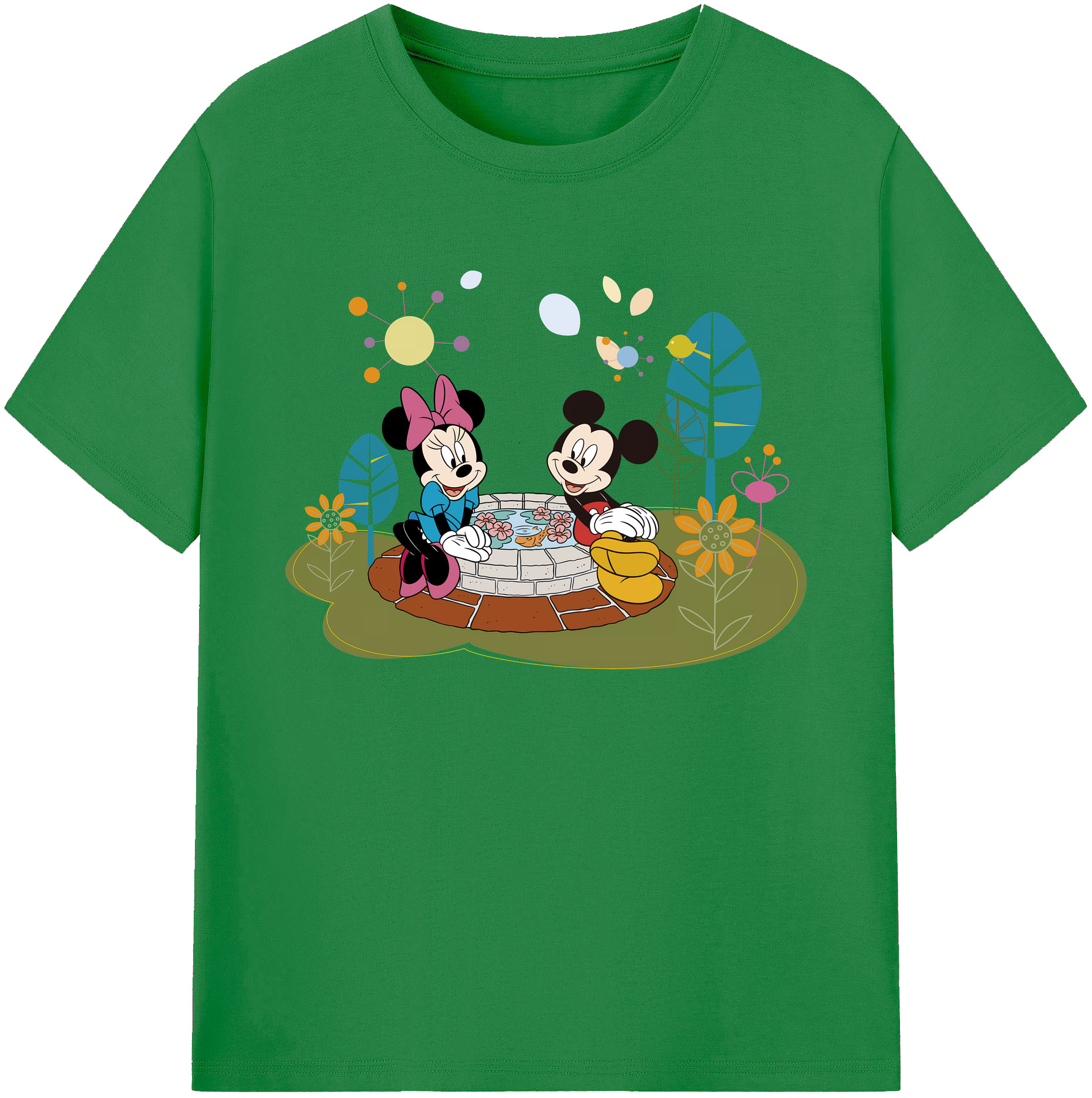 ミッキーマウス Mickey Mouse 綿100％ メンズ半袖Tシャツ｜肌触りやわらか＆通気性