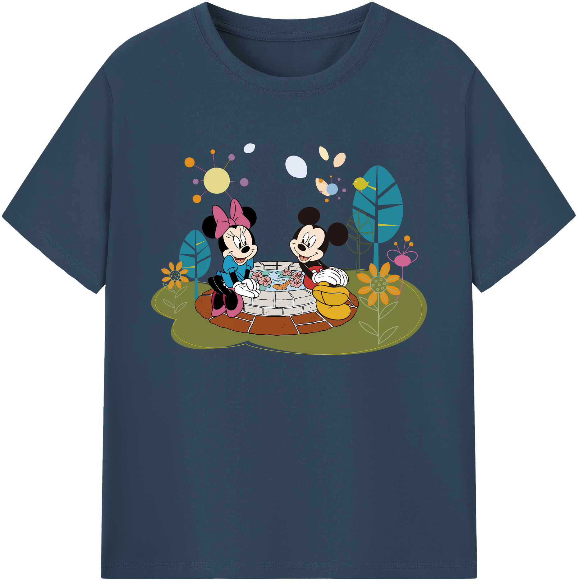 ミッキーマウス Mickey Mouse 綿100％ メンズ半袖Tシャツ｜肌触りやわらか＆通気性