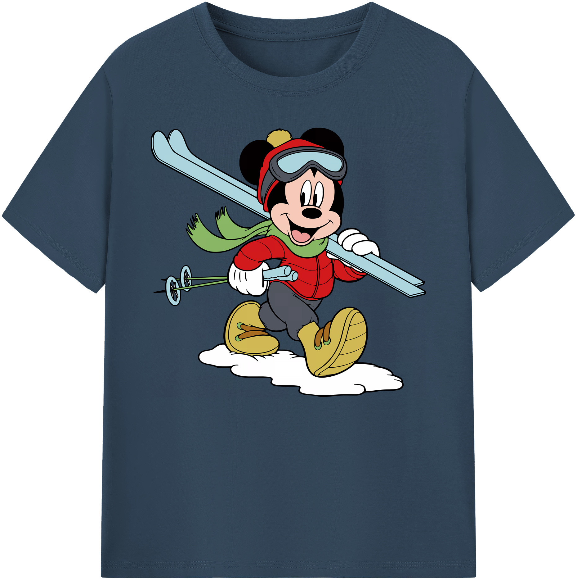 ミッキーマウス Mickey Mouse 綿100％ メンズ半袖Tシャツ｜肌触りやわらか＆通気性