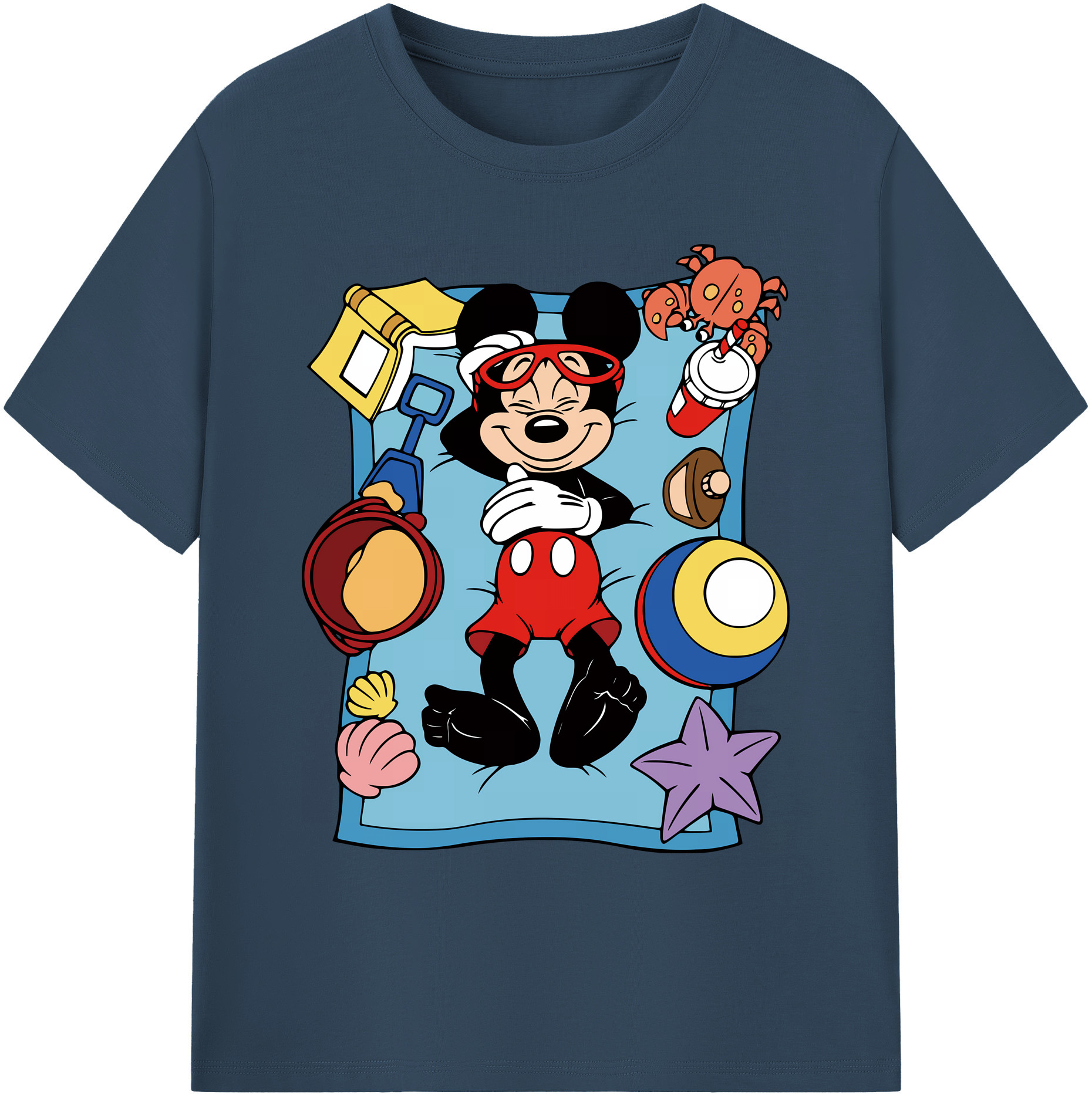 ミッキーマウス Mickey Mouse 綿100％ メンズ半袖Tシャツ｜肌触りやわらか＆通気性