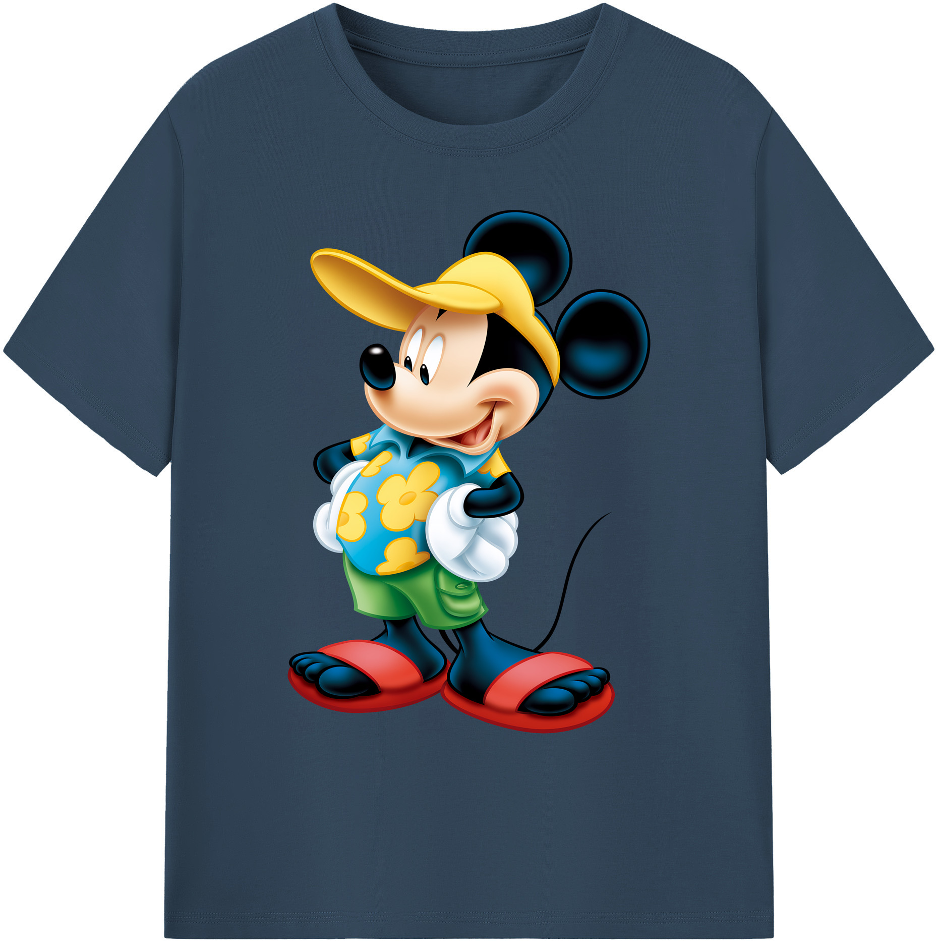 ミッキーマウス Mickey Mouse 綿100％ メンズ半袖Tシャツ｜肌触りやわらか＆通気性
