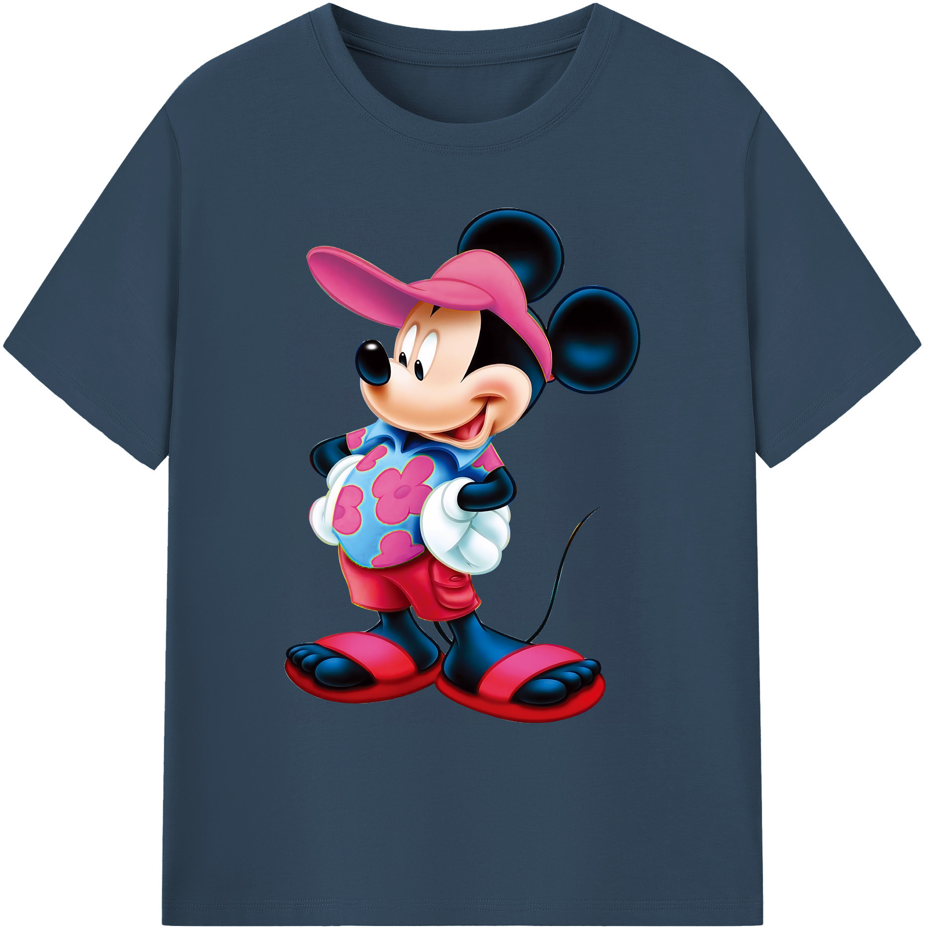 ミッキーマウス Mickey Mouse 綿100％ メンズ半袖Tシャツ｜肌触りやわらか＆通気性