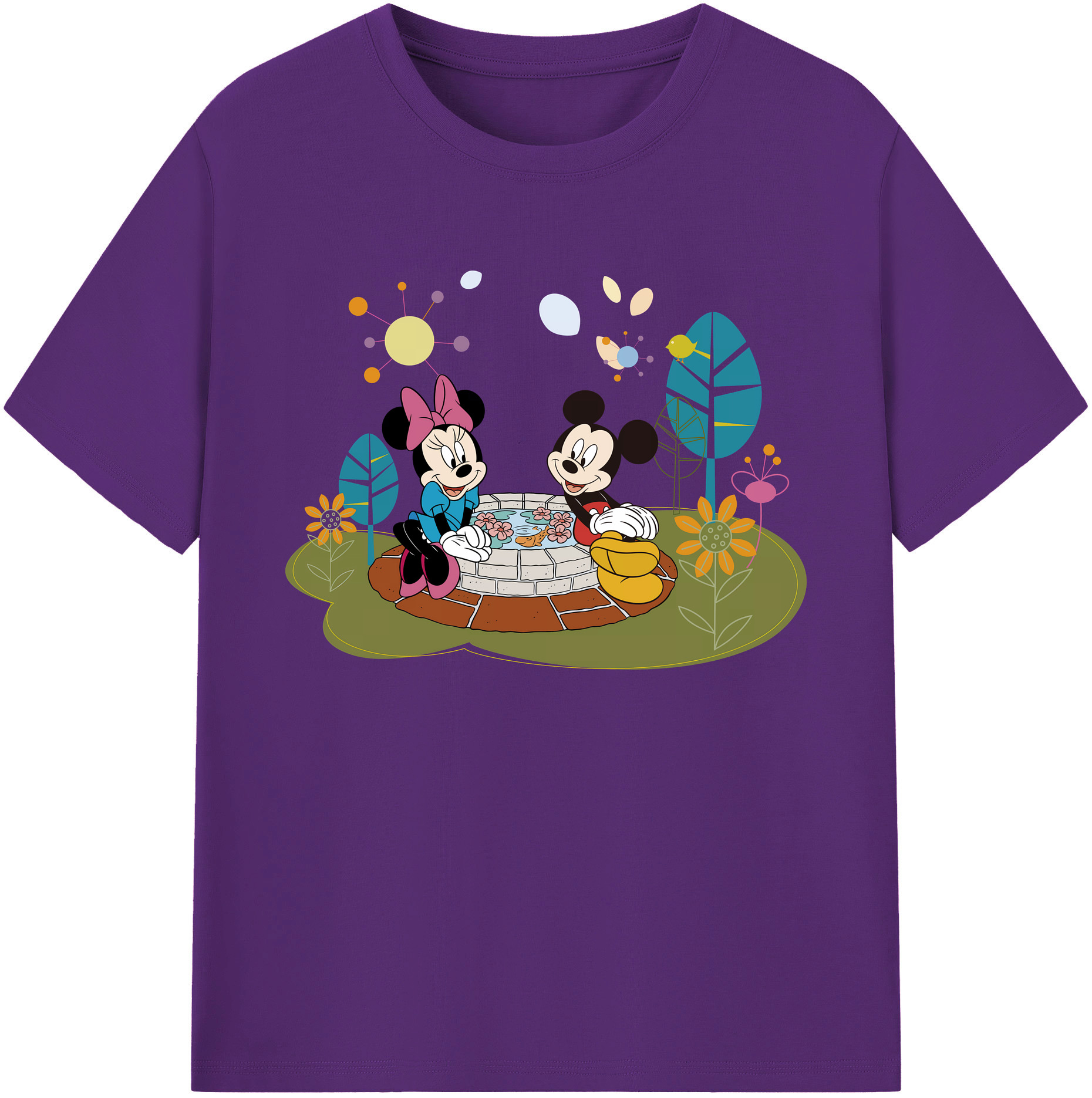 ミッキーマウス Mickey Mouse 綿100％ メンズ半袖Tシャツ｜肌触りやわらか＆通気性