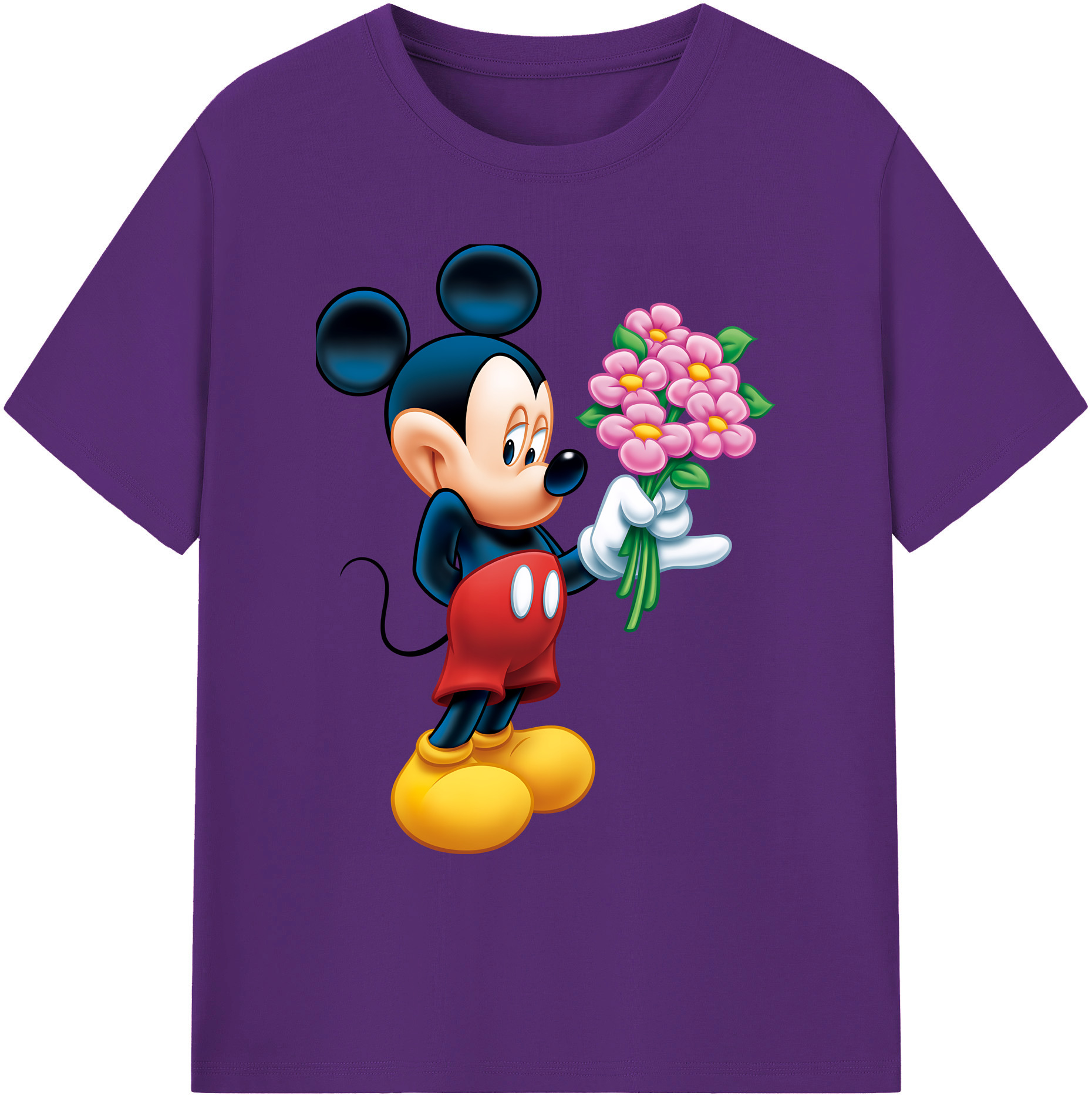 ミッキーマウス Mickey Mouse 綿100％ メンズ半袖Tシャツ｜肌触りやわらか＆通気性