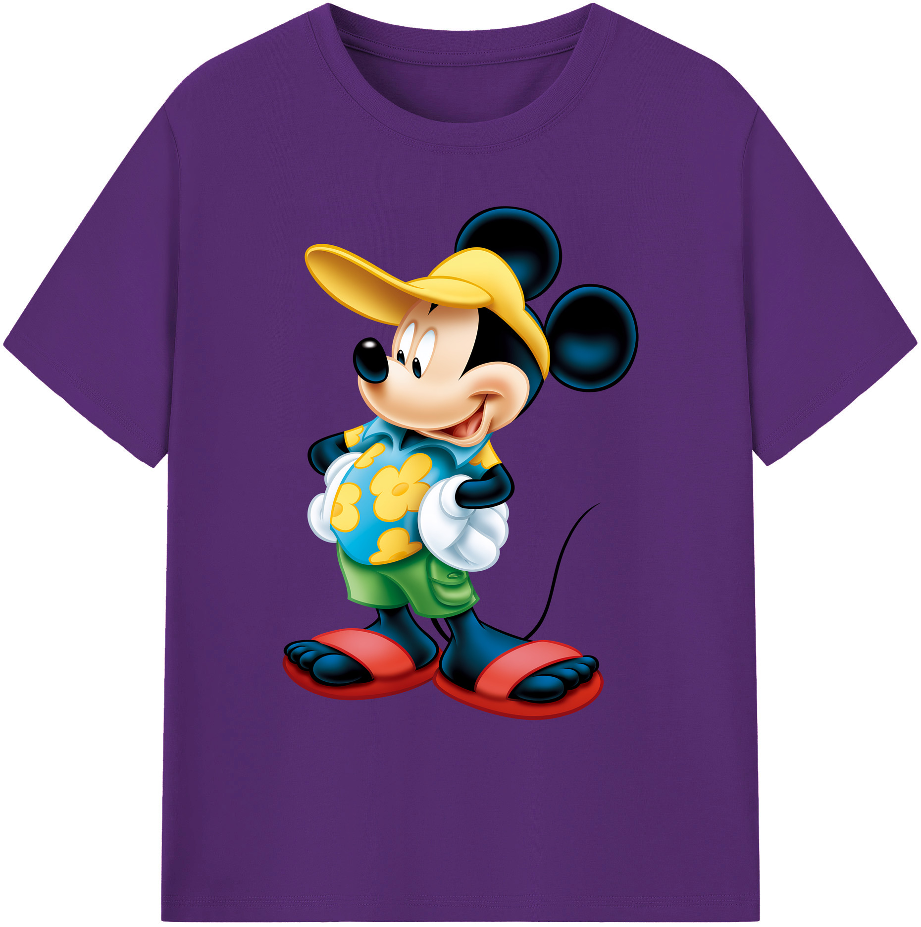 ミッキーマウス Mickey Mouse 綿100％ メンズ半袖Tシャツ｜肌触りやわらか＆通気性