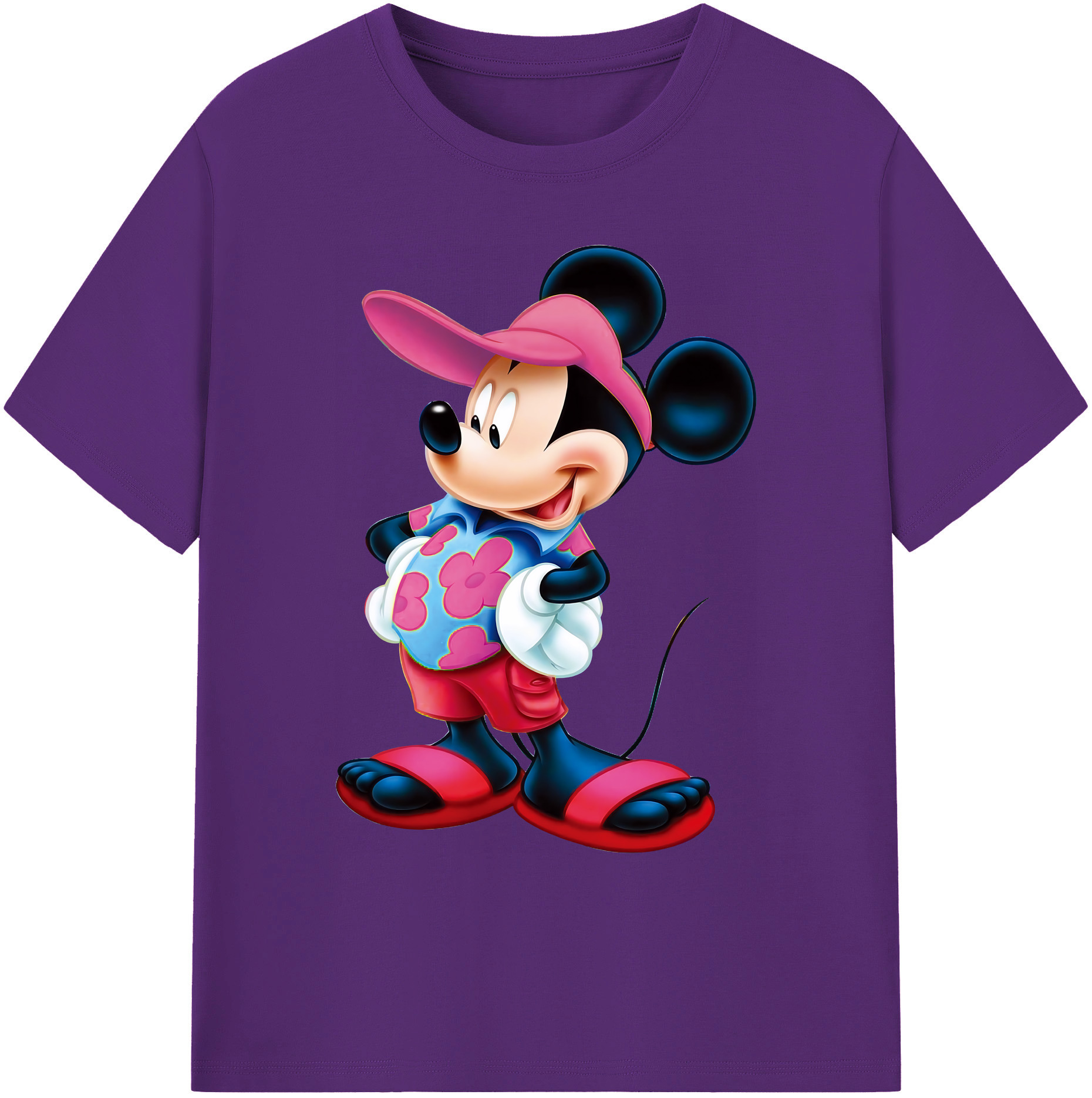 ミッキーマウス Mickey Mouse 綿100％ メンズ半袖Tシャツ｜肌触りやわらか＆通気性