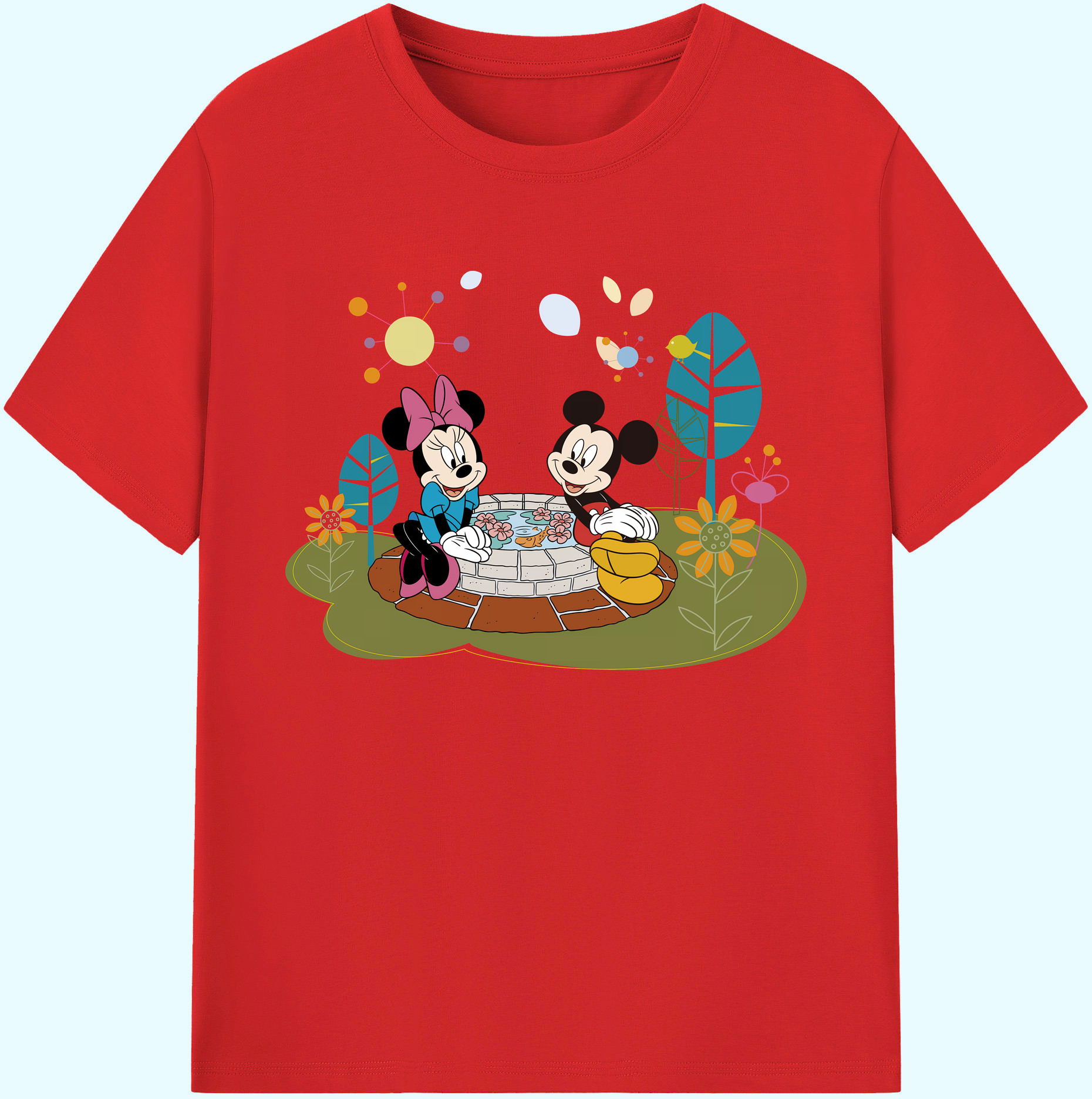 ミッキーマウス Mickey Mouse 綿100％ メンズ半袖Tシャツ｜肌触りやわらか＆通気性