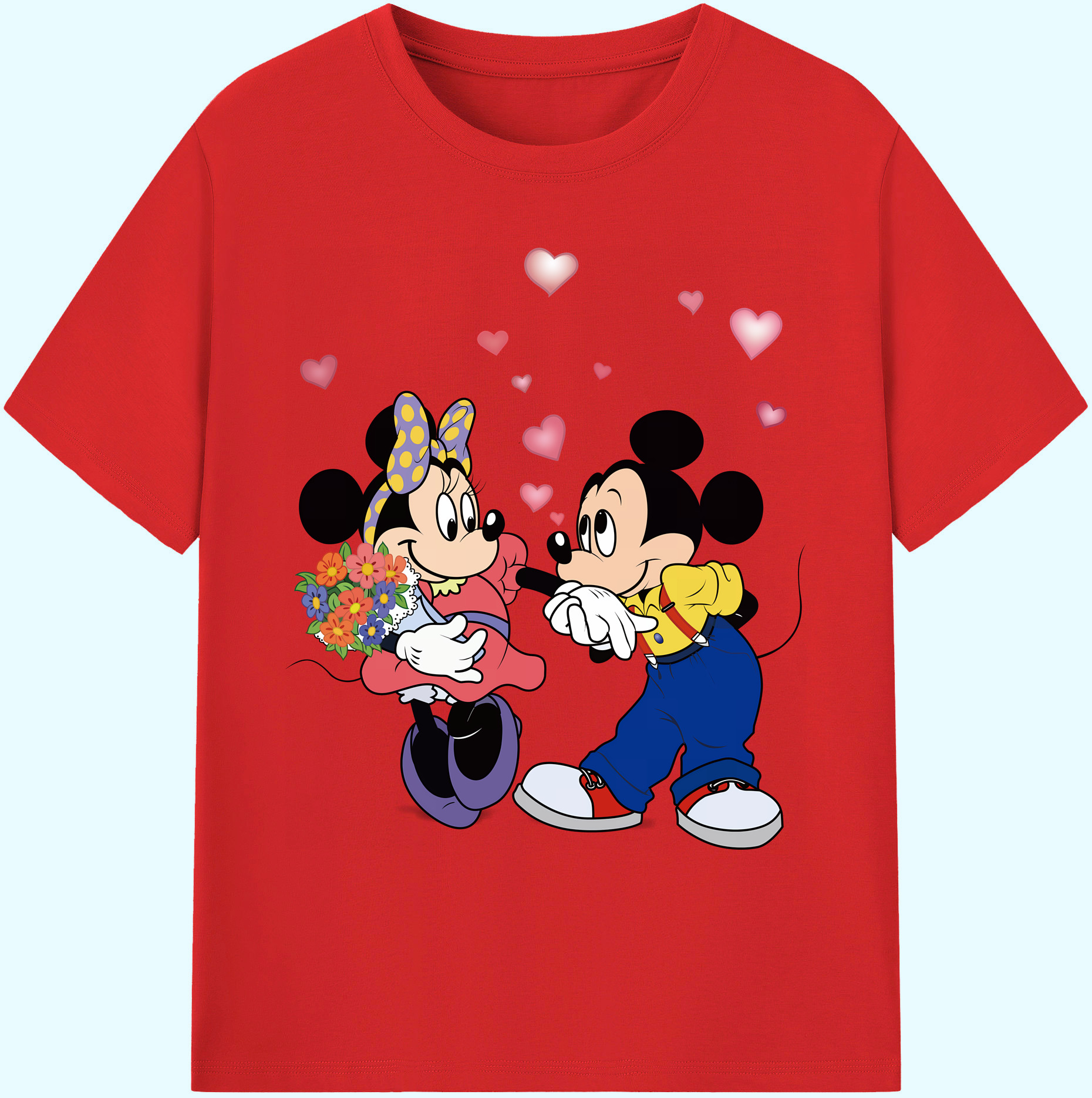 ミッキーマウス Mickey Mouse 綿100％ メンズ半袖Tシャツ｜肌触りやわらか＆通気性